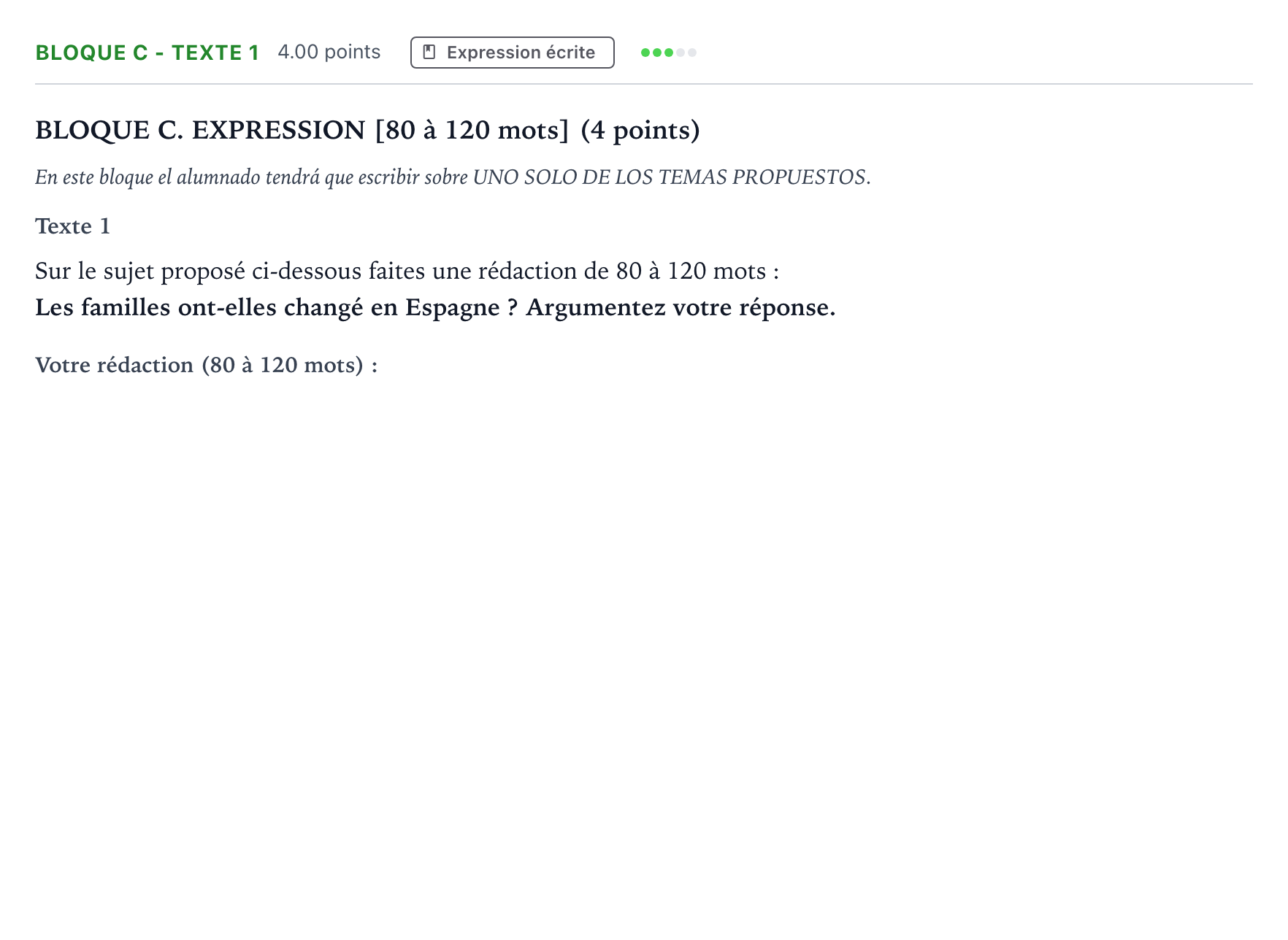 Enunciado: Bloque C - Texte 1 · Francés PAU Andalucía Ordinaria Titular (Acceso) 2022