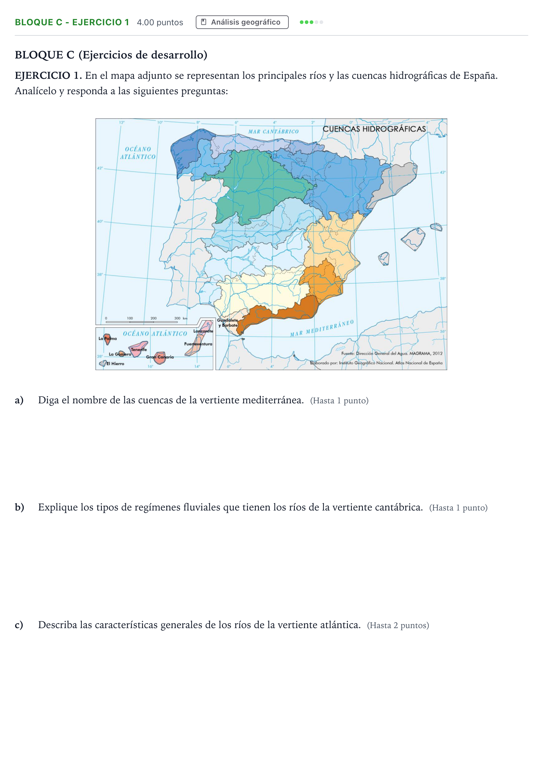 Enunciado: Bloque C - Ejercicio 1 · Geografía PAU Andalucía Extraordinaria Suplente 2022