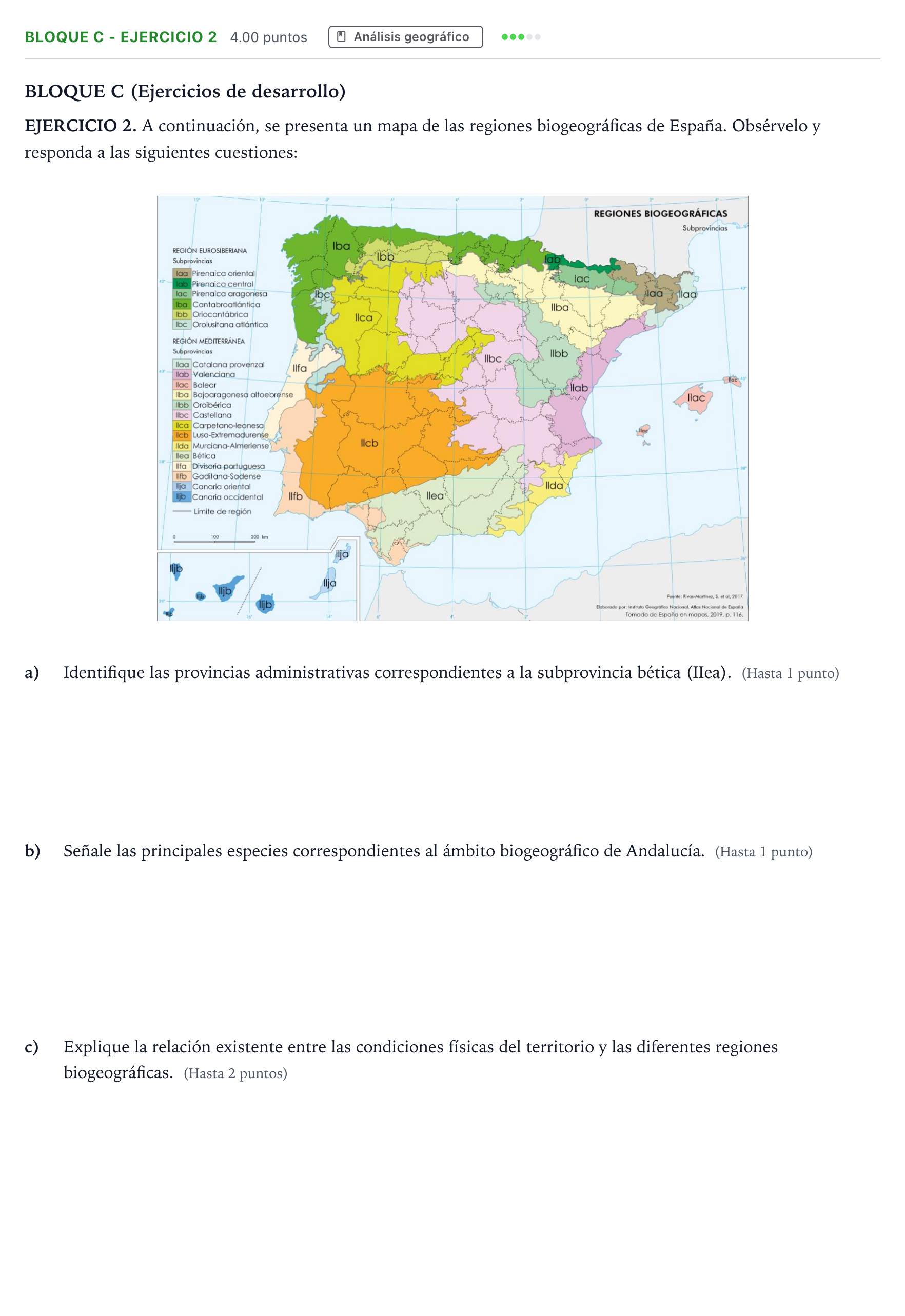 Enunciado: Bloque C - Ejercicio 2 · Geografía PAU Andalucía Extraordinaria Suplente 2022