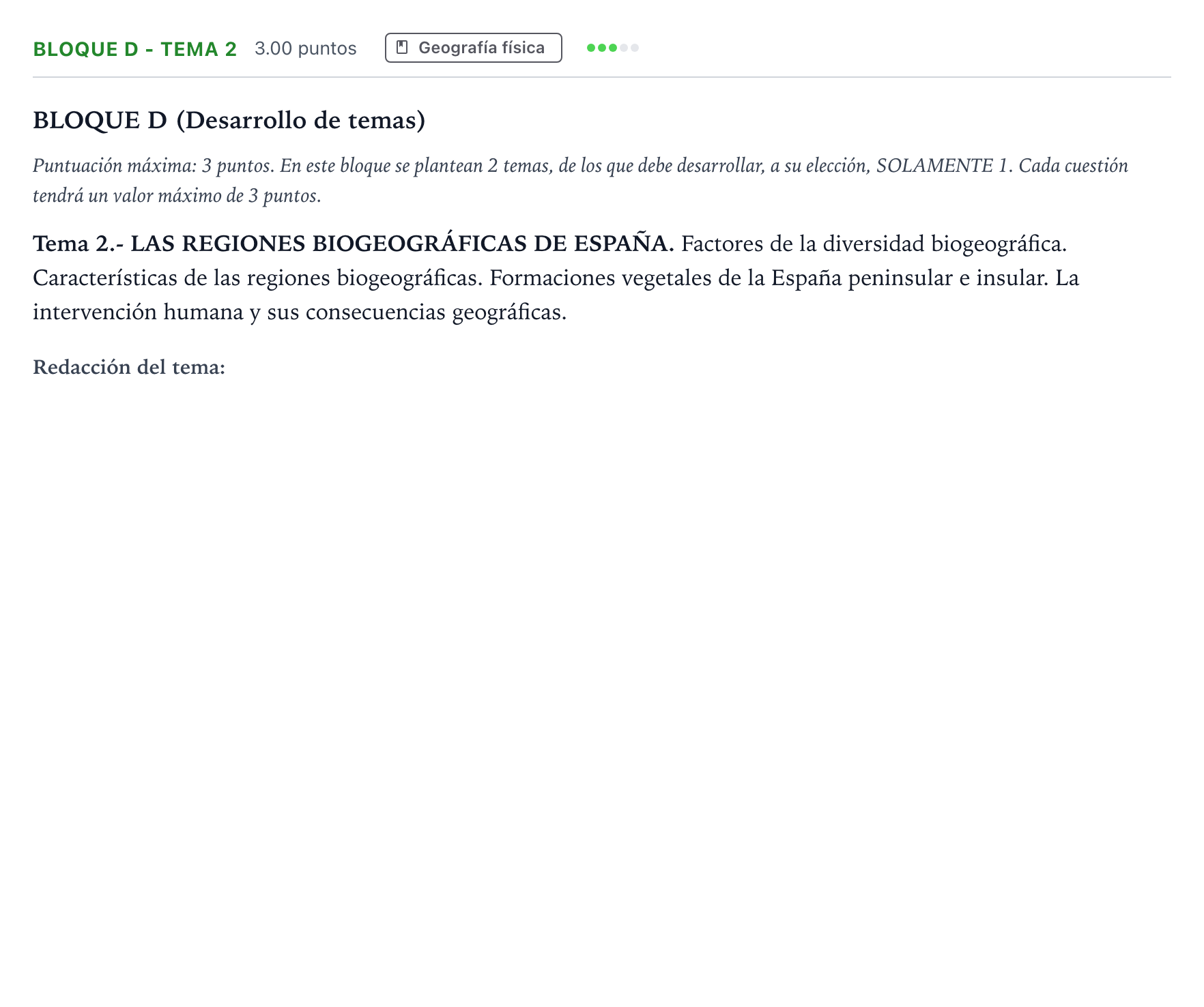 Enunciado: Bloque D - Tema 2 · Geografía PAU Andalucía Extraordinaria Titular 2022