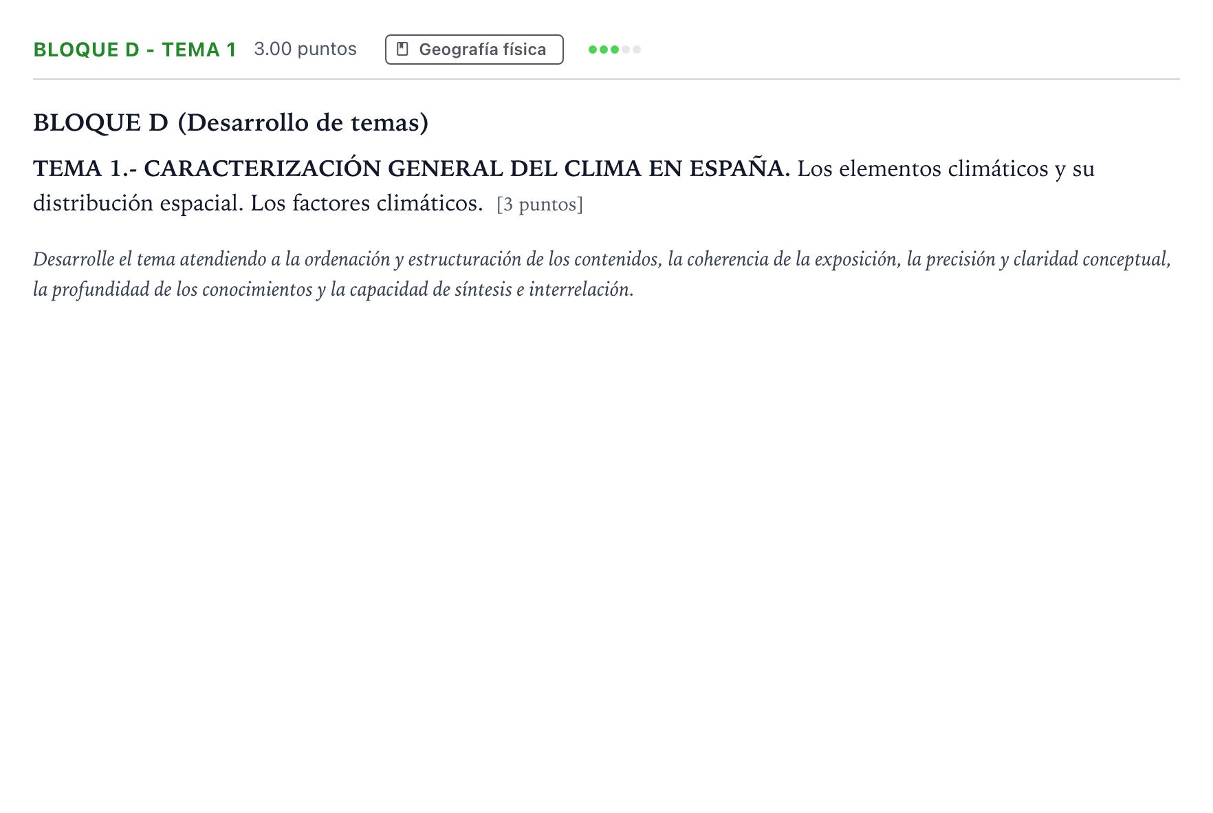 Enunciado: Bloque D - Tema 1 · Geografía PAU Andalucía Ordinaria Reserva 2022