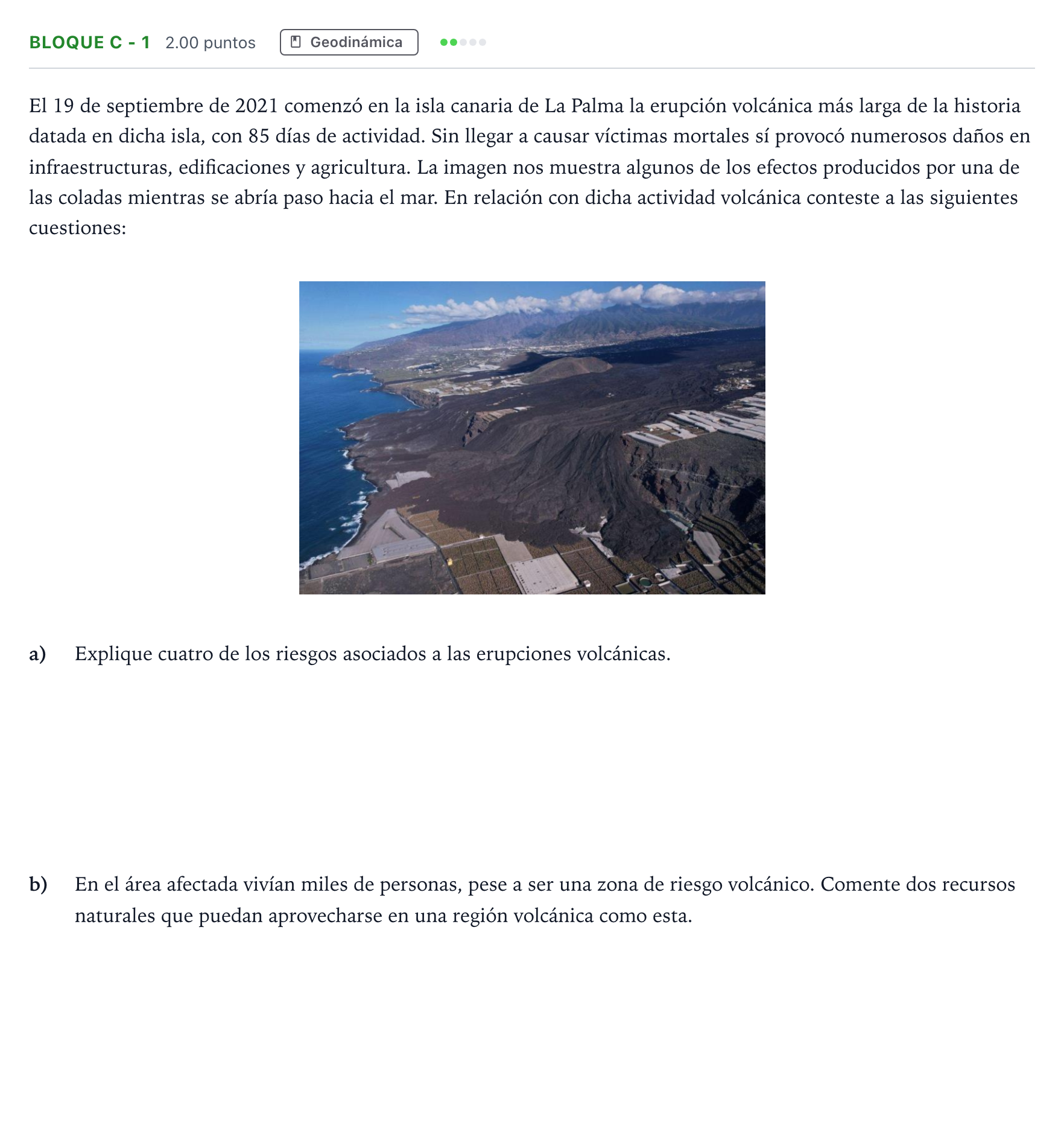Enunciado: Bloque C - 1 · Geología PAU Andalucía Extraordinaria Reserva 2022