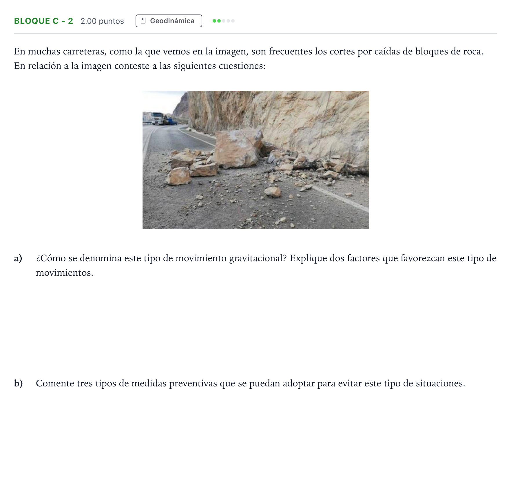 Enunciado: Bloque C - 2 · Geología PAU Andalucía Extraordinaria Reserva 2022
