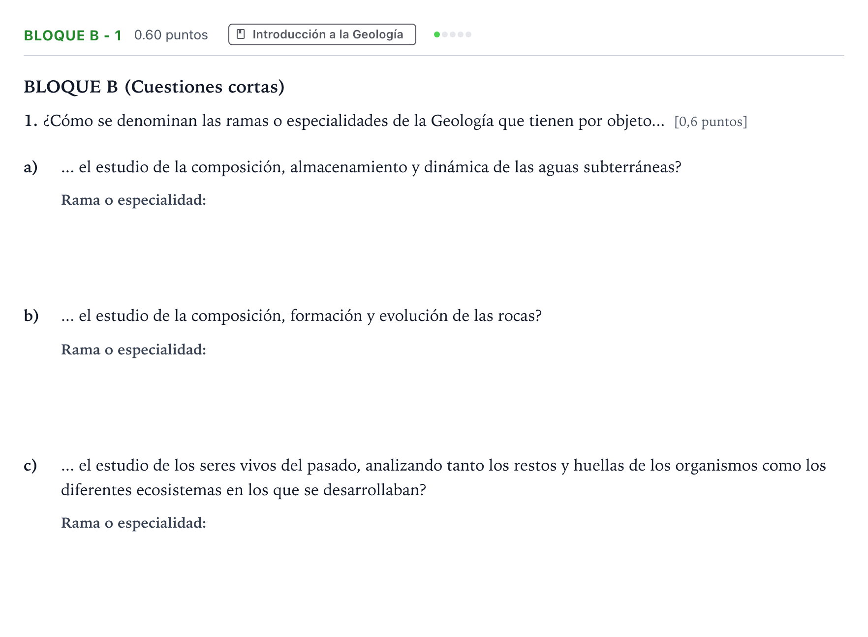 Enunciado: Bloque B - 1 · Geología PAU Andalucía Extraordinaria Suplente 2022