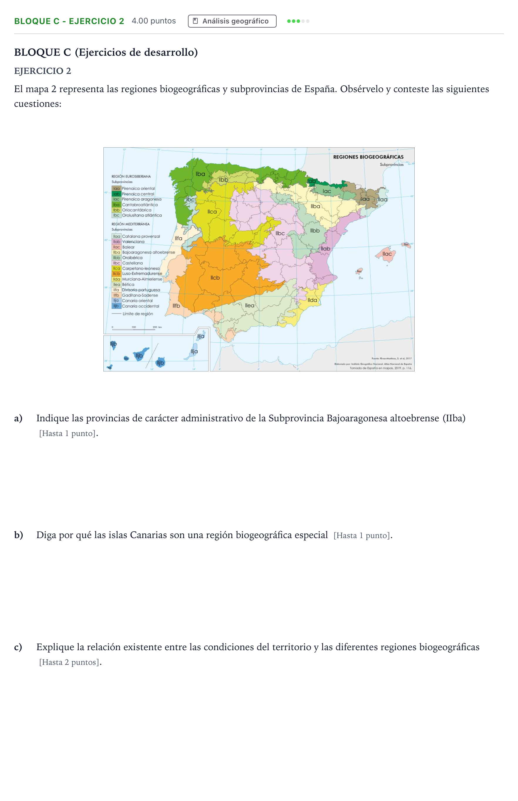 Enunciado: Bloque C - Ejercicio 2 · Geografía PAU Andalucía Ordinaria Titular 2022
