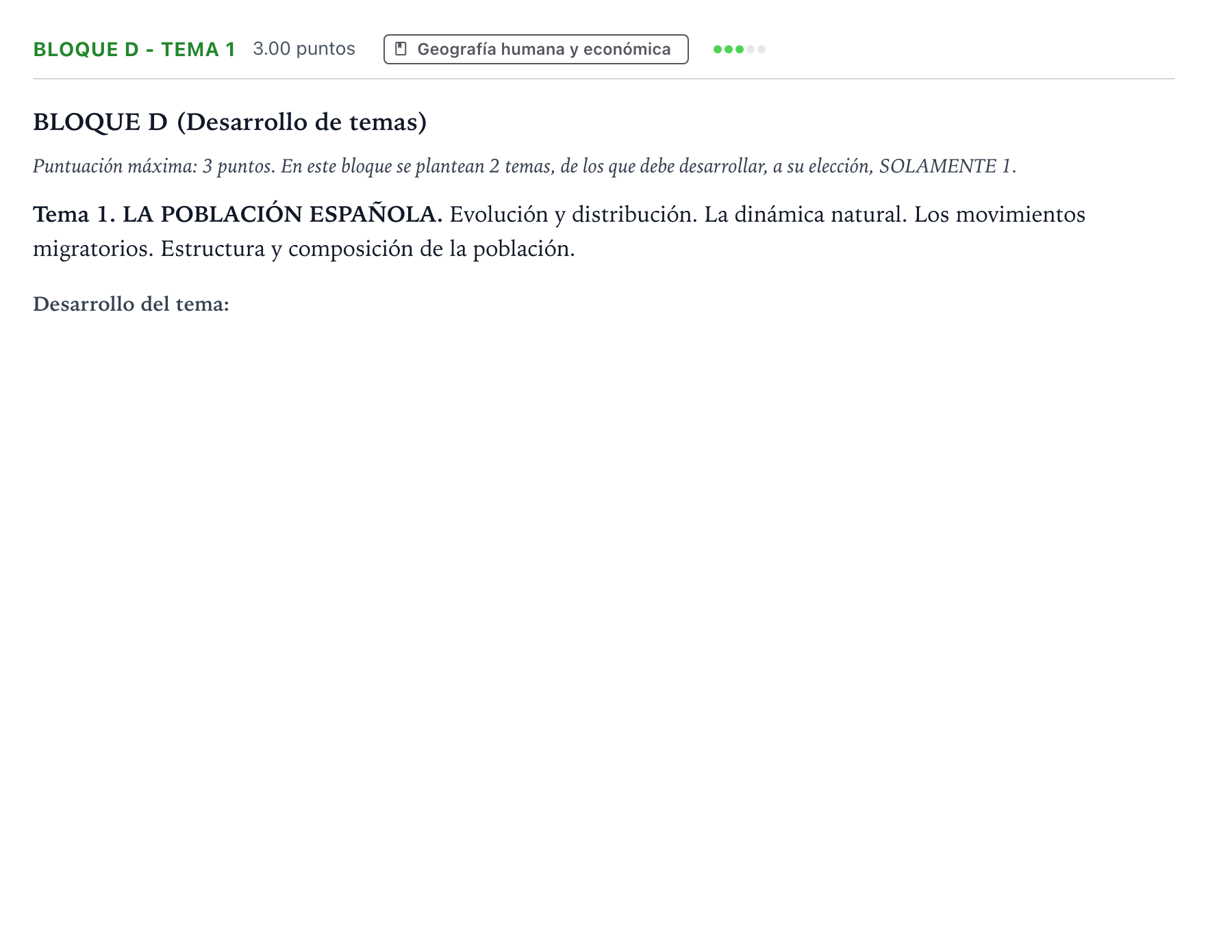 Enunciado: Bloque D - Tema 1 · Geografía PAU Andalucía Ordinaria Titular 2022