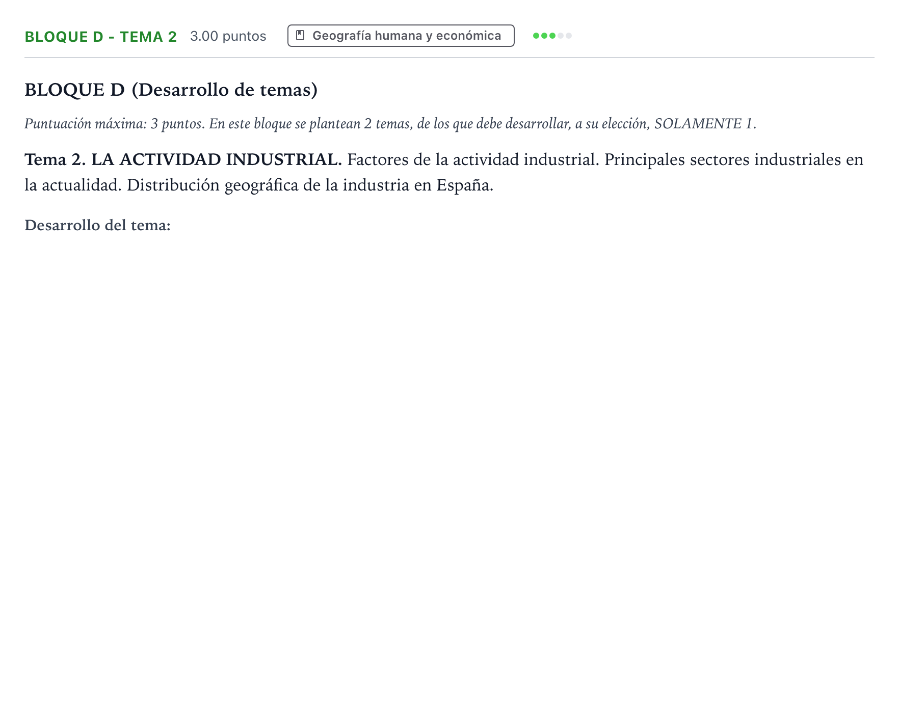 Enunciado: Bloque D - Tema 2 · Geografía PAU Andalucía Ordinaria Titular 2022