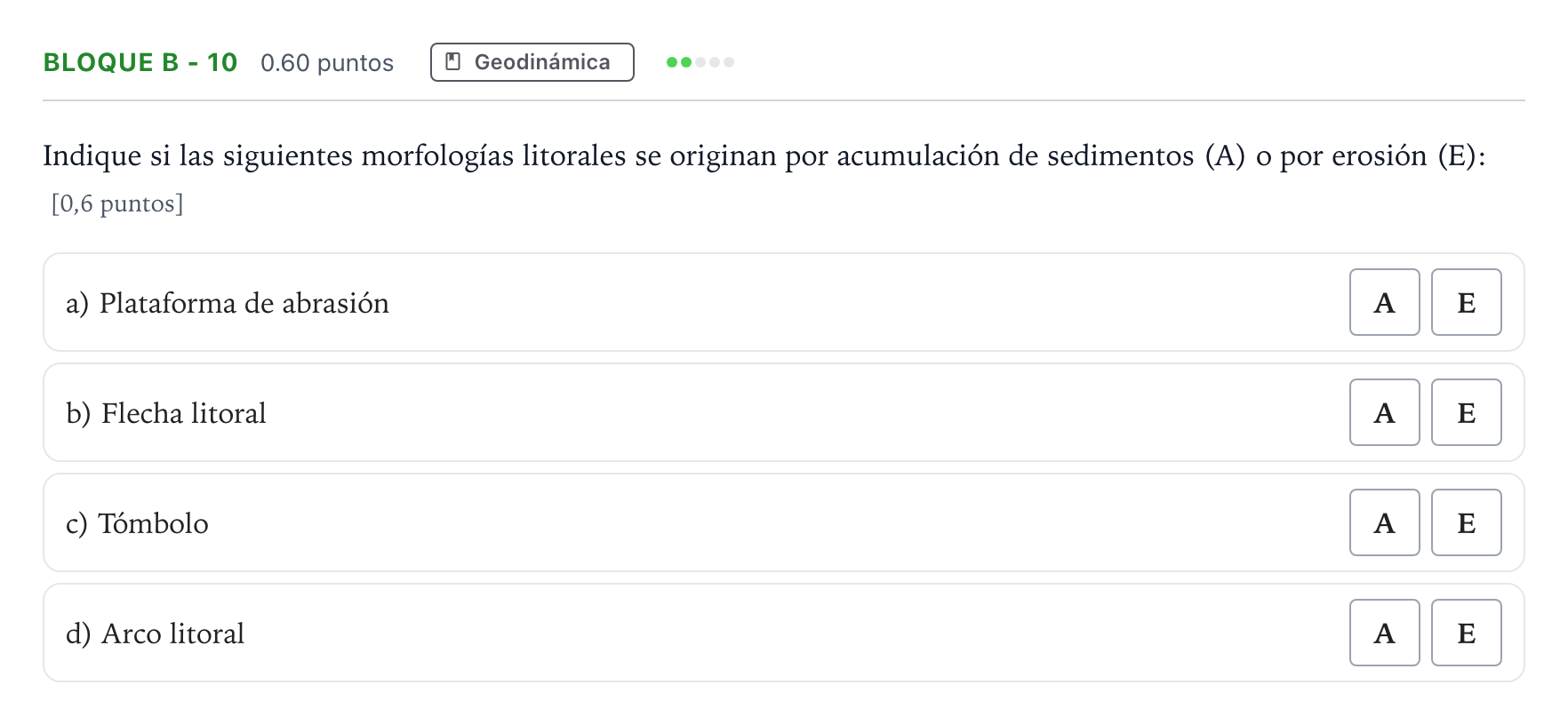 Enunciado: Bloque B - 10 · Geología PAU Andalucía Ordinaria Reserva 2022