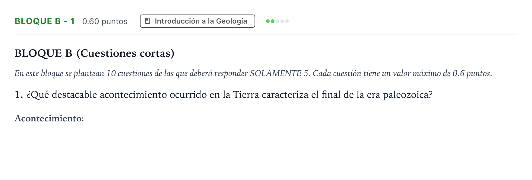 Enunciado: Bloque B - 1 · Geología PAU Andalucía Ordinaria Reserva 2022