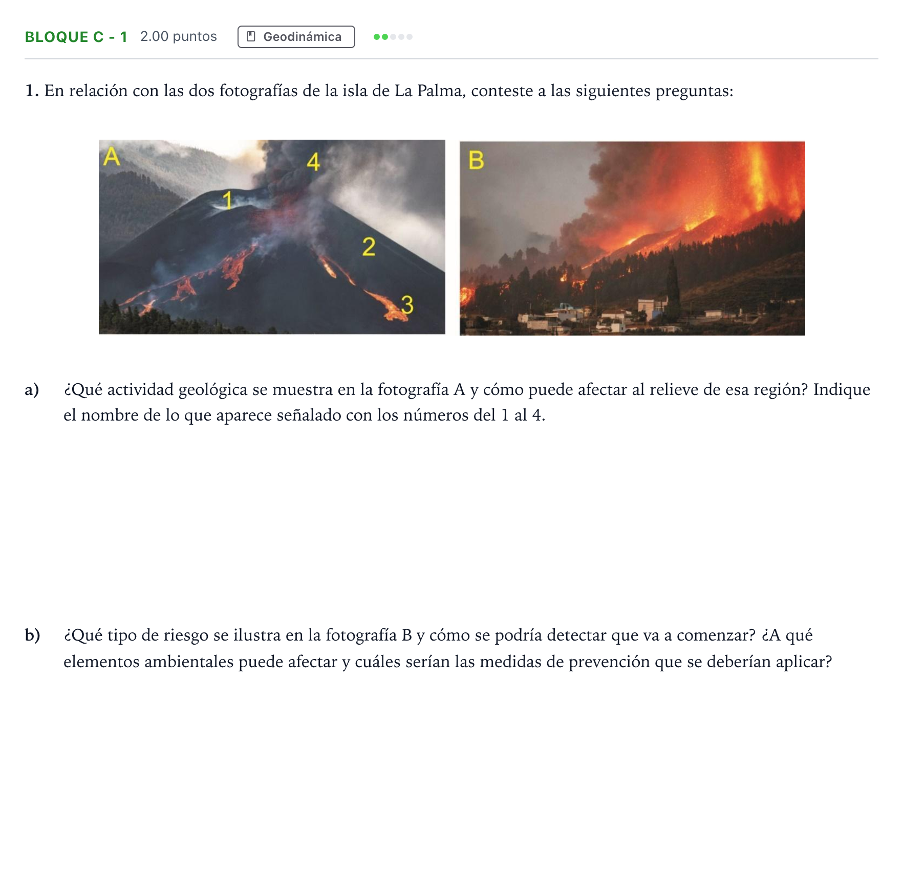 Enunciado: Bloque C - 1 · Geología PAU Andalucía Ordinaria Reserva 2022