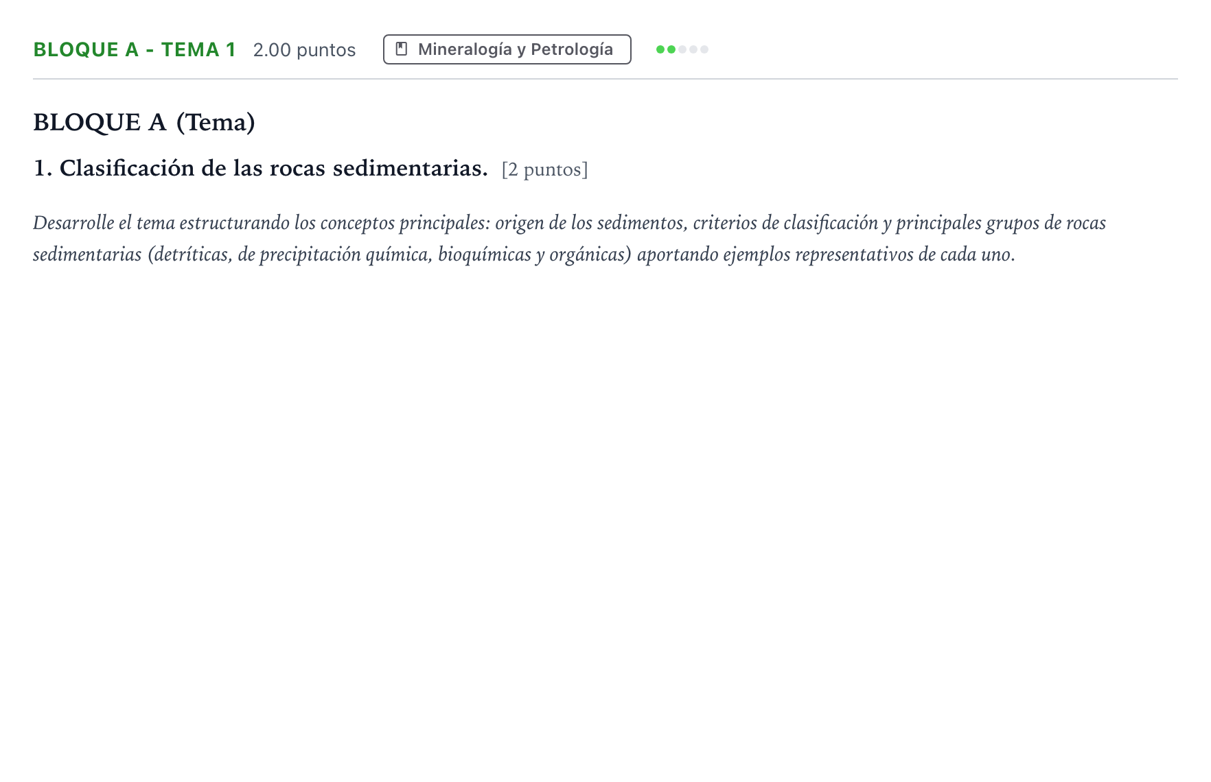Enunciado: Bloque A - Tema 1 · Geología PAU Andalucía Ordinaria Suplente 2022