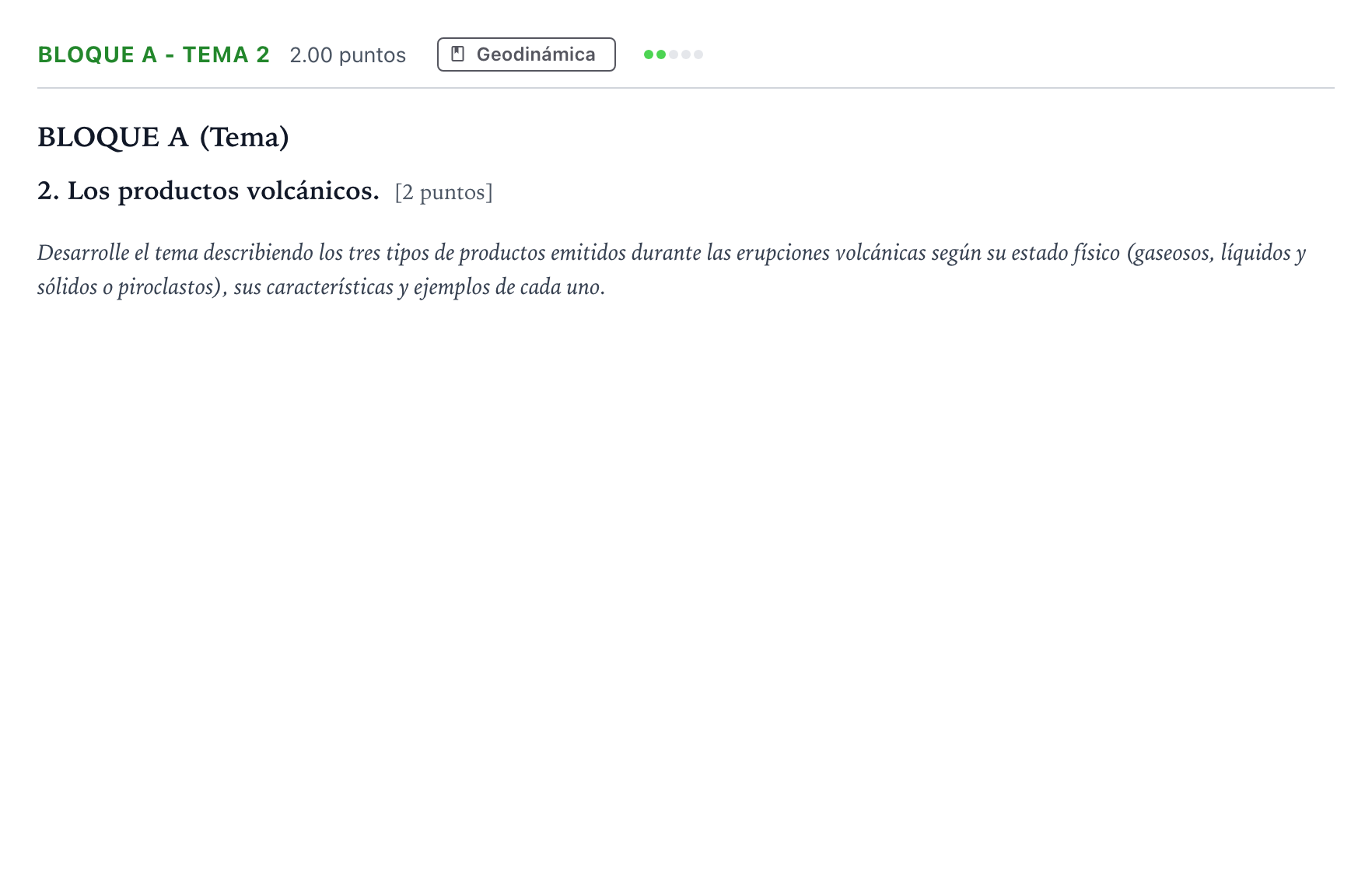 Enunciado: Bloque A - Tema 2 · Geología PAU Andalucía Ordinaria Suplente 2022