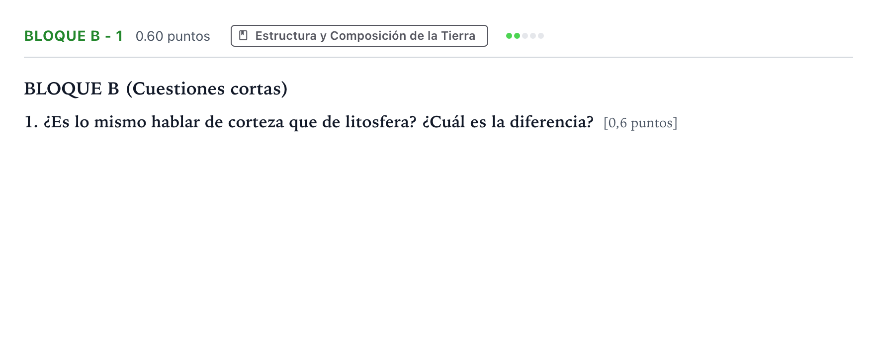 Enunciado: Bloque B - 1 · Geología PAU Andalucía Ordinaria Suplente 2022