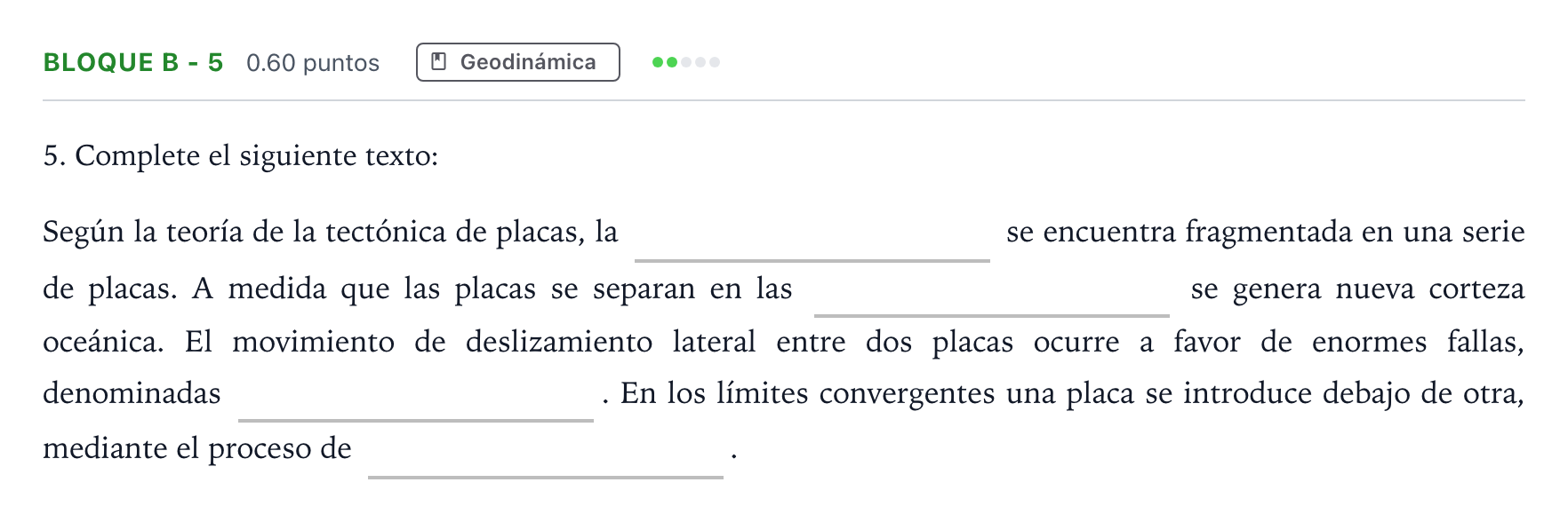 Enunciado: Bloque B - 5 · Geología PAU Andalucía Ordinaria Suplente 2022