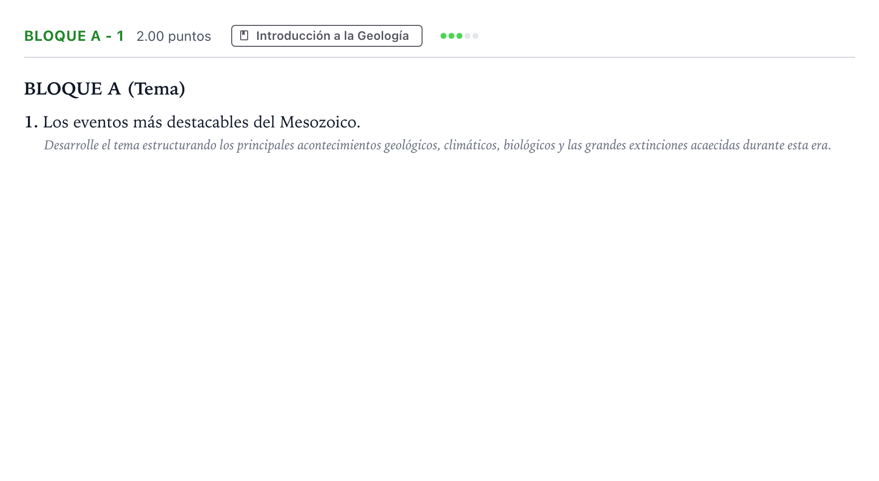 Enunciado: Bloque A - 1 · Geología PAU Andalucía Ordinaria Titular 2022
