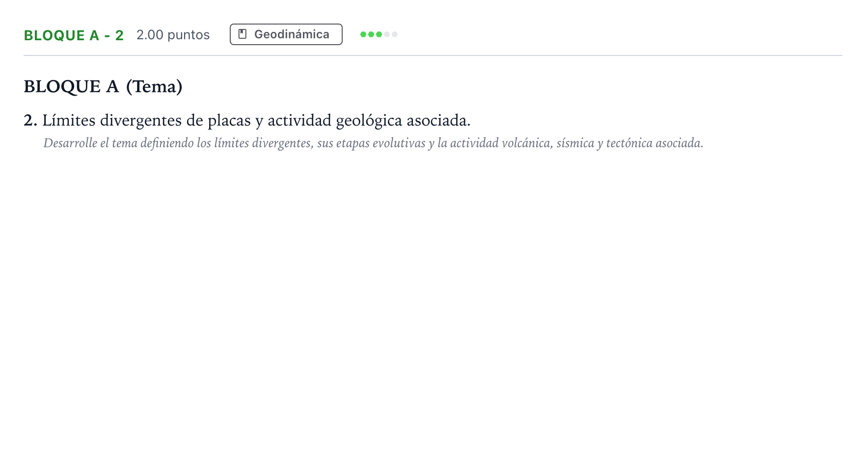 Enunciado: Bloque A - 2 · Geología PAU Andalucía Ordinaria Titular 2022