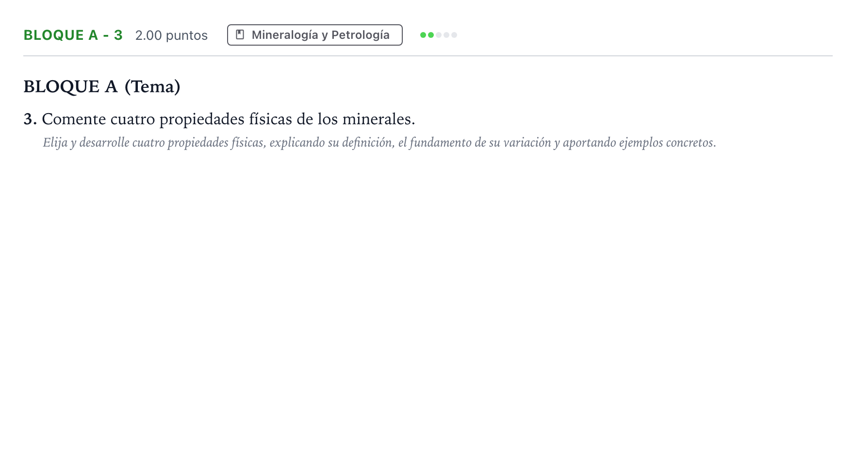 Enunciado: Bloque A - 3 · Geología PAU Andalucía Ordinaria Titular 2022