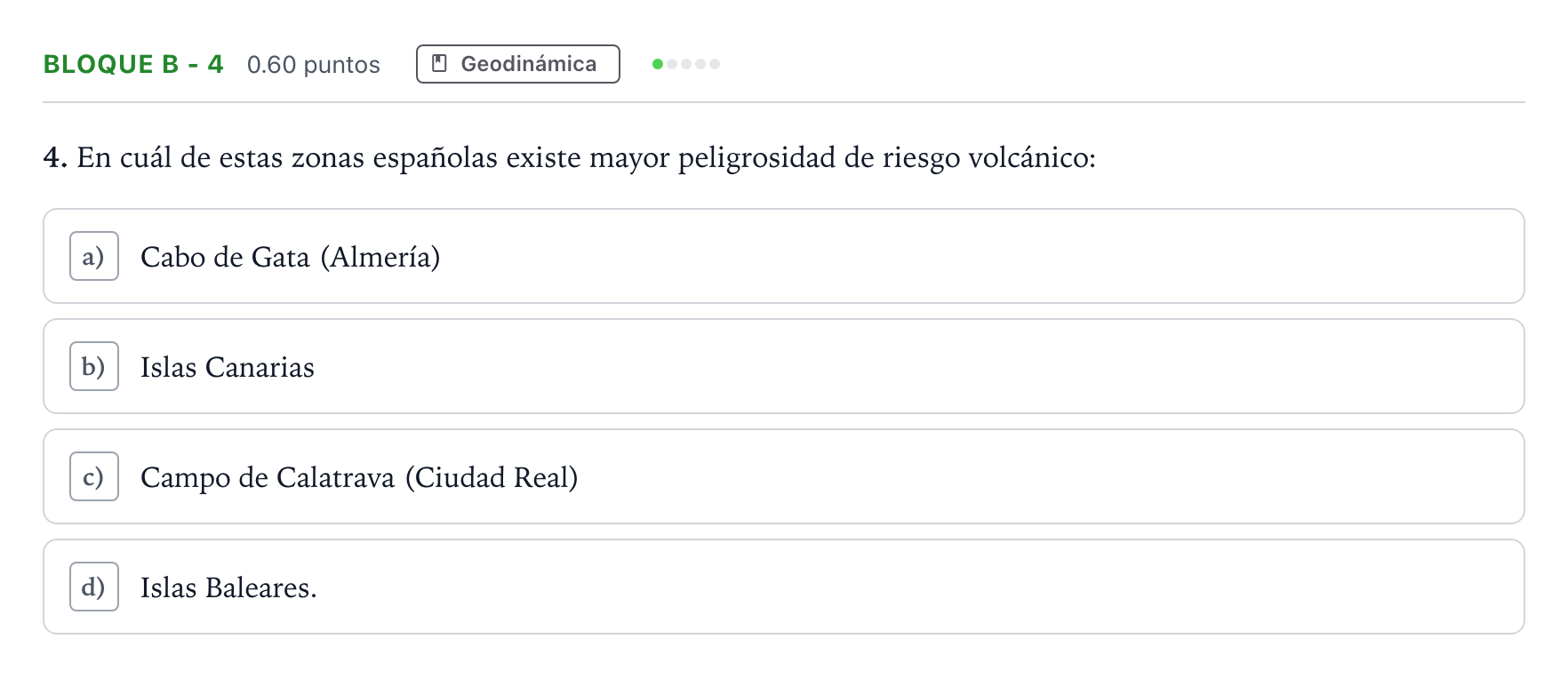 Enunciado: Bloque B - 4 · Geología PAU Andalucía Ordinaria Titular 2022