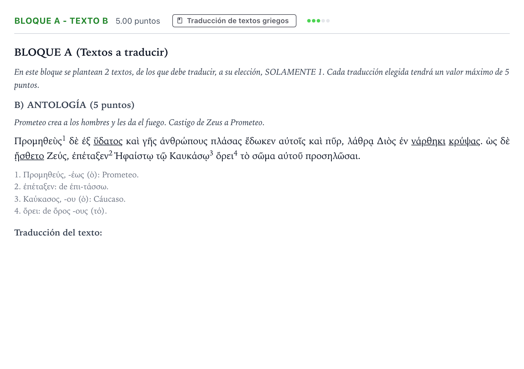 Enunciado: Bloque A - Texto B · Griego II PAU Andalucía Ordinaria Reserva 2022