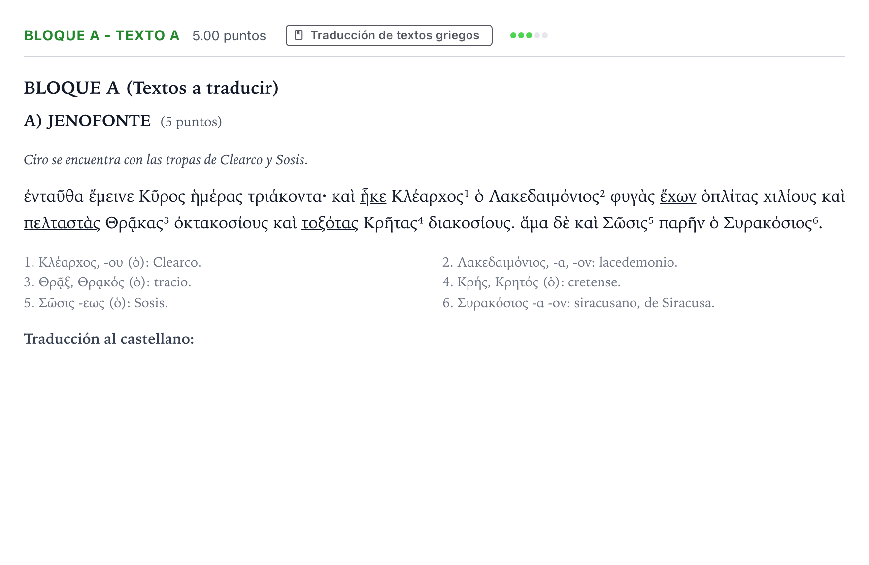 Enunciado: Bloque A - Texto A · Griego II PAU Andalucía Ordinaria Suplente 2022