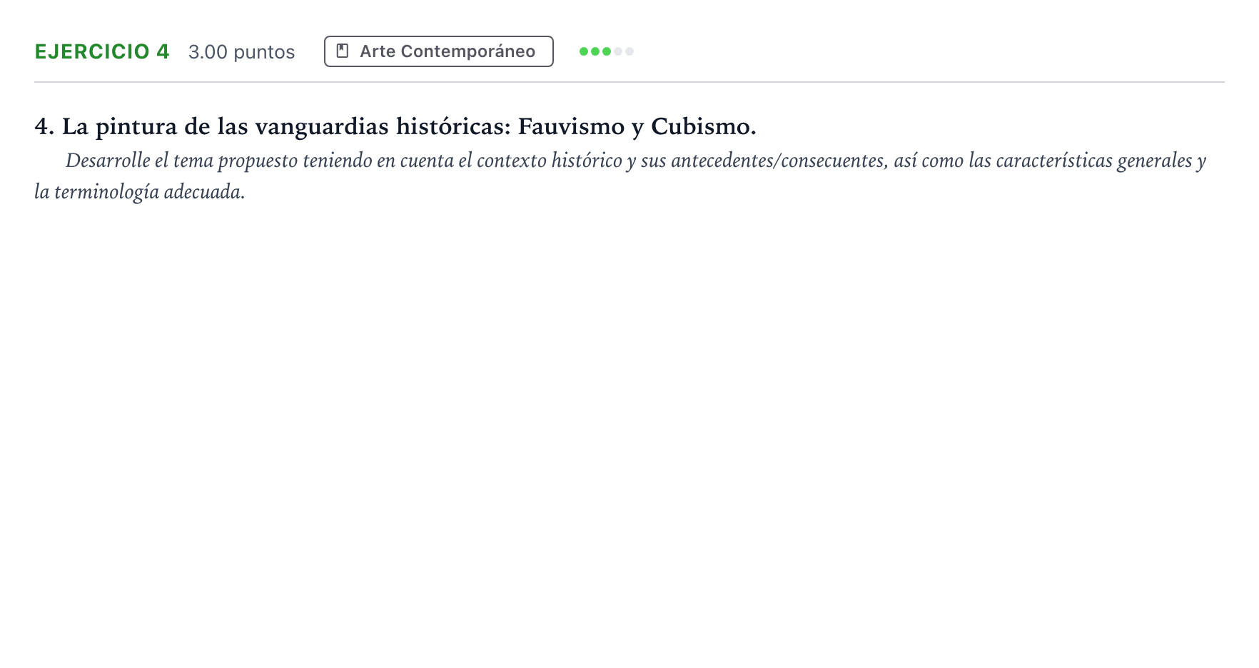Enunciado: Problema 4 · Historia del Arte PAU Andalucía Extraordinaria Reserva 2022