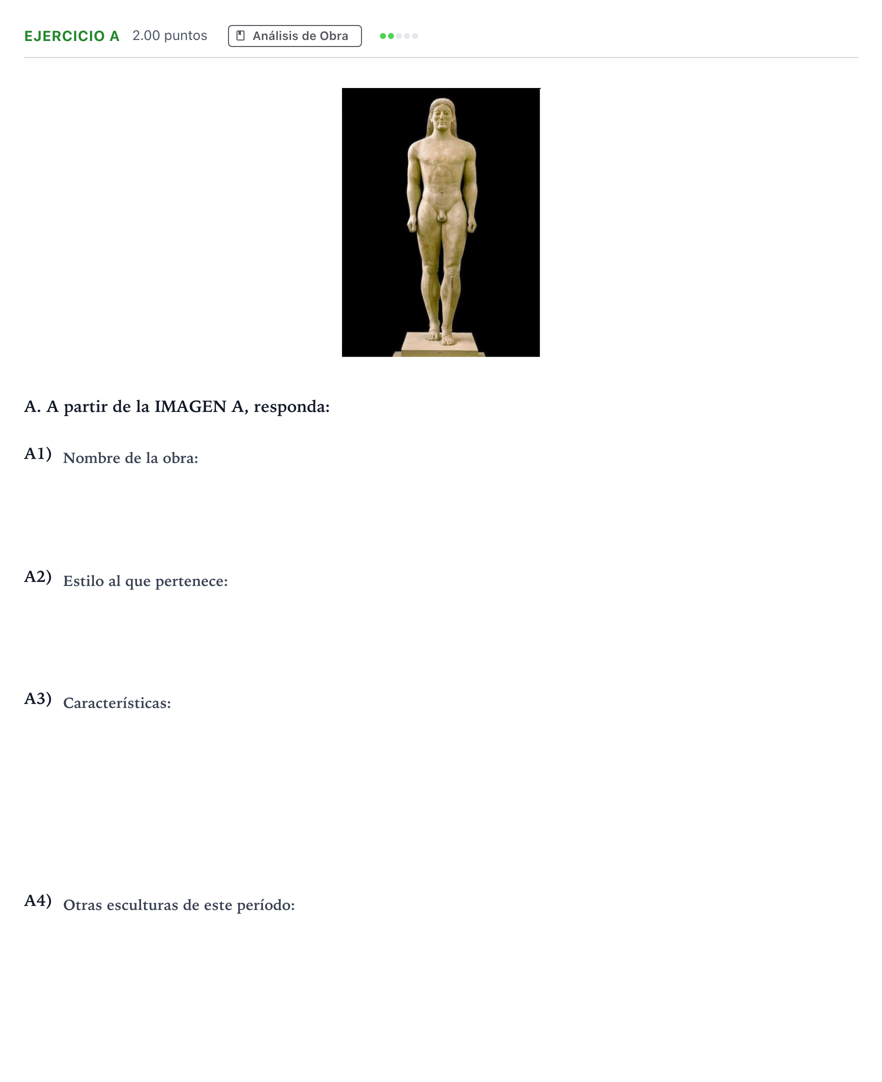 Enunciado: Ejercicio A · Historia del Arte PAU Andalucía Extraordinaria Reserva 2022