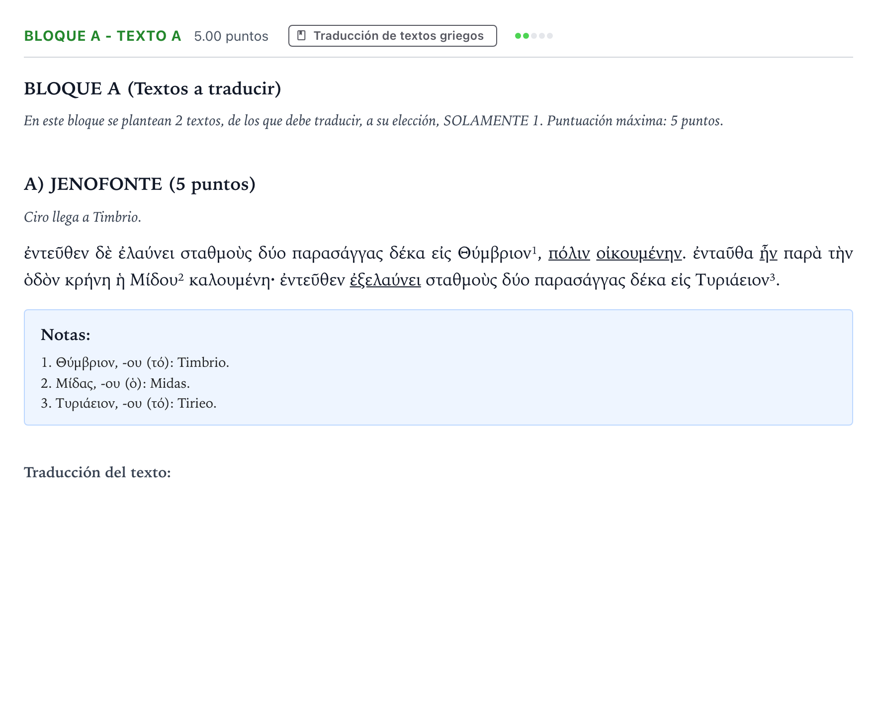 Enunciado: Bloque A - Texto A · Griego II PAU Andalucía Ordinaria Titular 2022