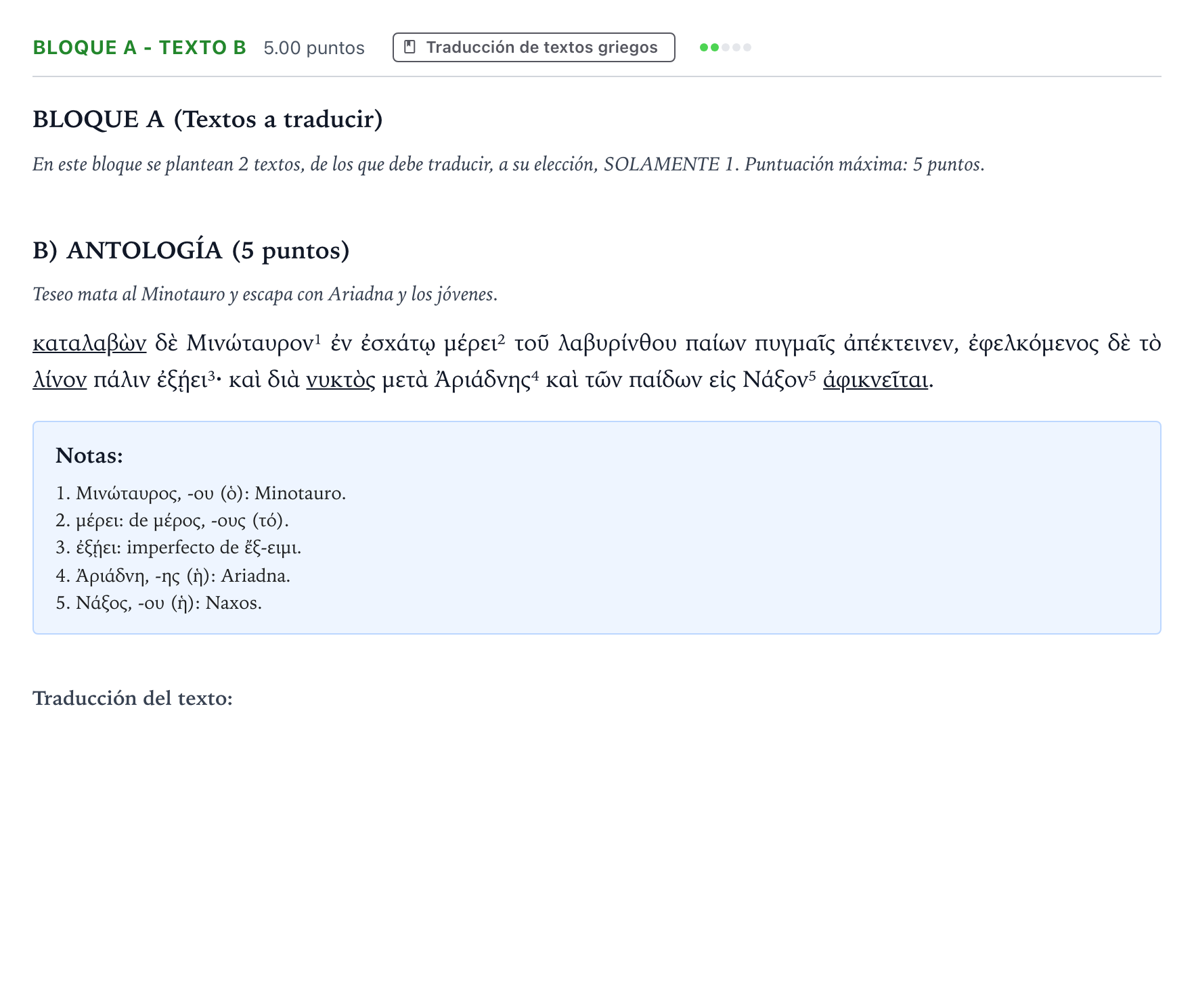 Enunciado: Bloque A - Texto B · Griego II PAU Andalucía Ordinaria Titular 2022