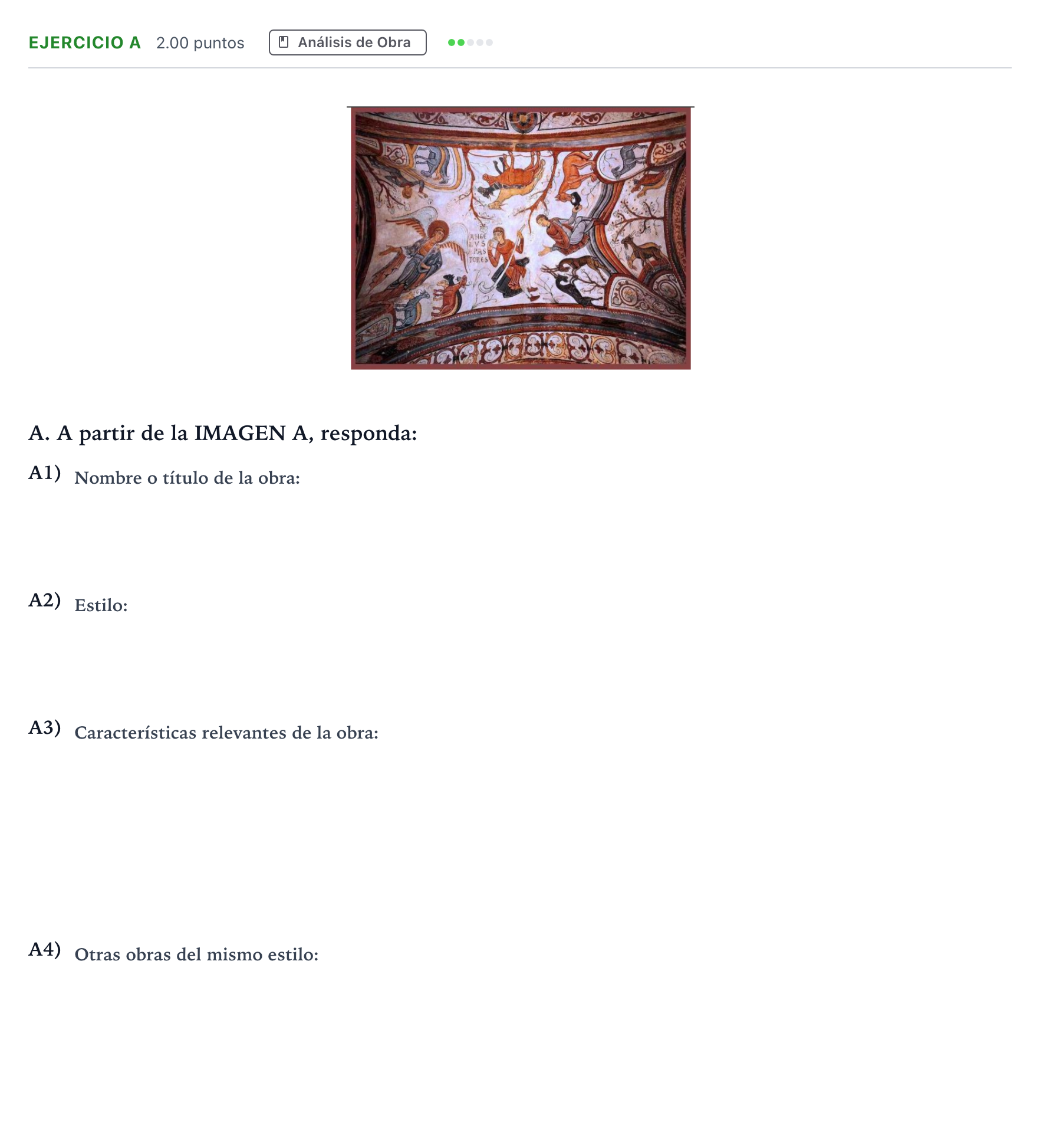 Enunciado: Ejercicio A · Historia del Arte PAU Andalucía Extraordinaria Suplente 2022