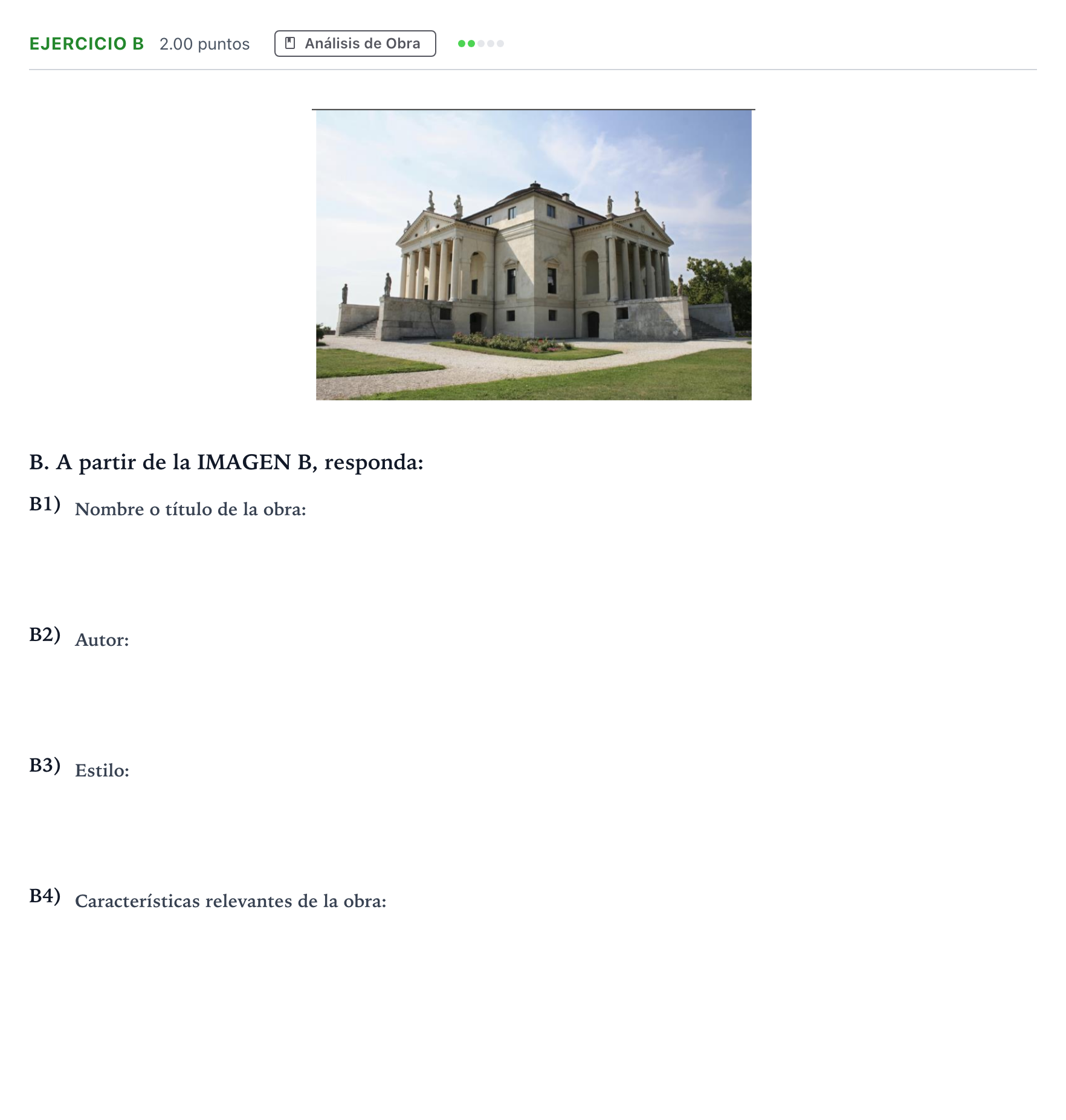 Enunciado: Ejercicio B · Historia del Arte PAU Andalucía Extraordinaria Suplente 2022