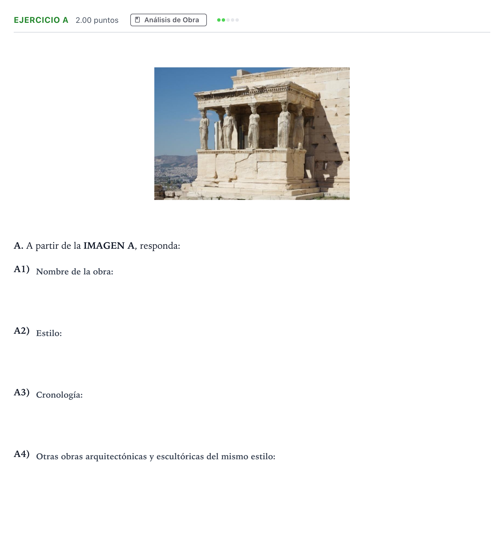 Enunciado: Ejercicio A · Historia del Arte PAU Andalucía Extraordinaria Titular 2022
