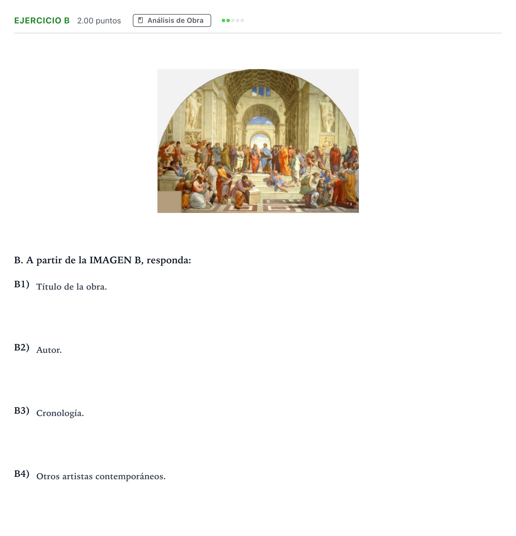 Enunciado: Ejercicio B · Historia del Arte PAU Andalucía Extraordinaria Titular 2022