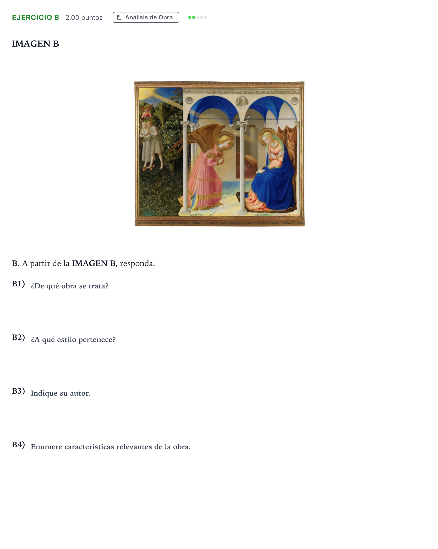 Enunciado: Ejercicio B · Historia del Arte PAU Andalucía Ordinaria Reserva 2022