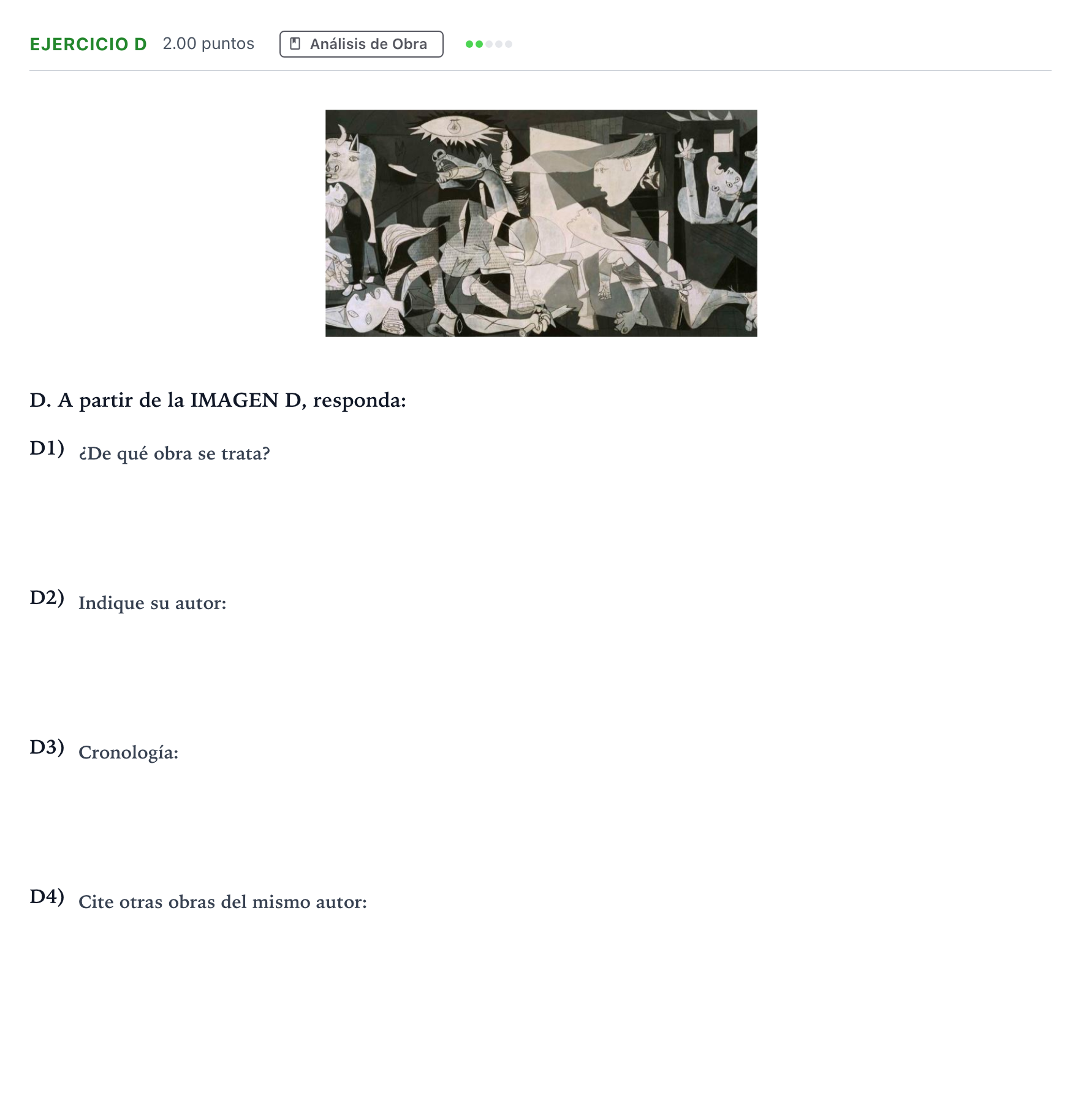 Enunciado: Ejercicio D · Historia del Arte PAU Andalucía Ordinaria Reserva 2022