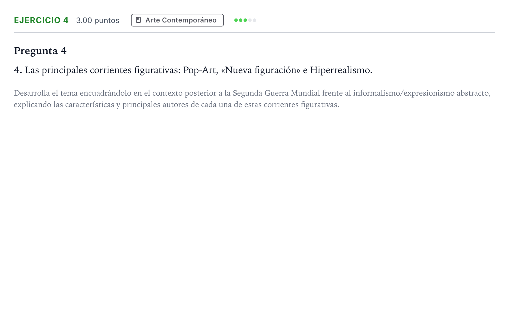 Enunciado: Problema 4 · Historia del Arte PAU Andalucía Ordinaria Suplente 2022