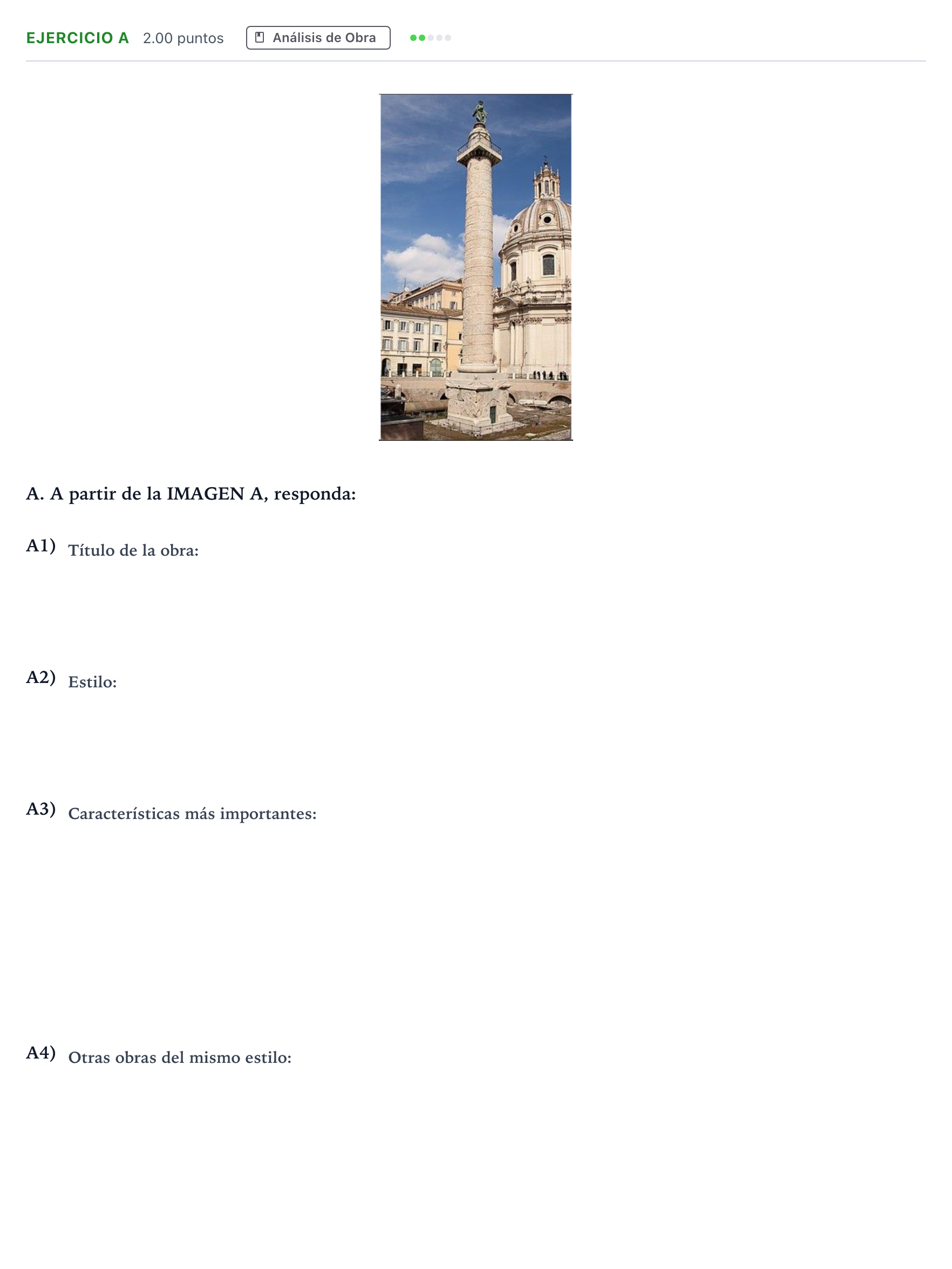 Enunciado: Ejercicio A · Historia del Arte PAU Andalucía Ordinaria Suplente 2022