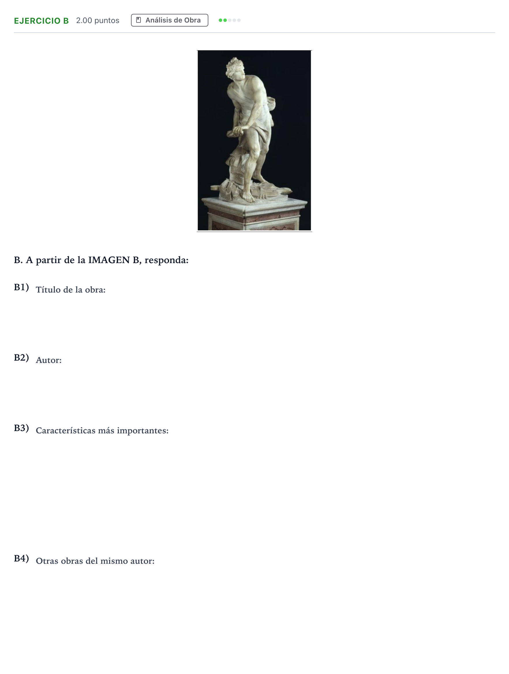 Enunciado: Ejercicio B · Historia del Arte PAU Andalucía Ordinaria Suplente 2022
