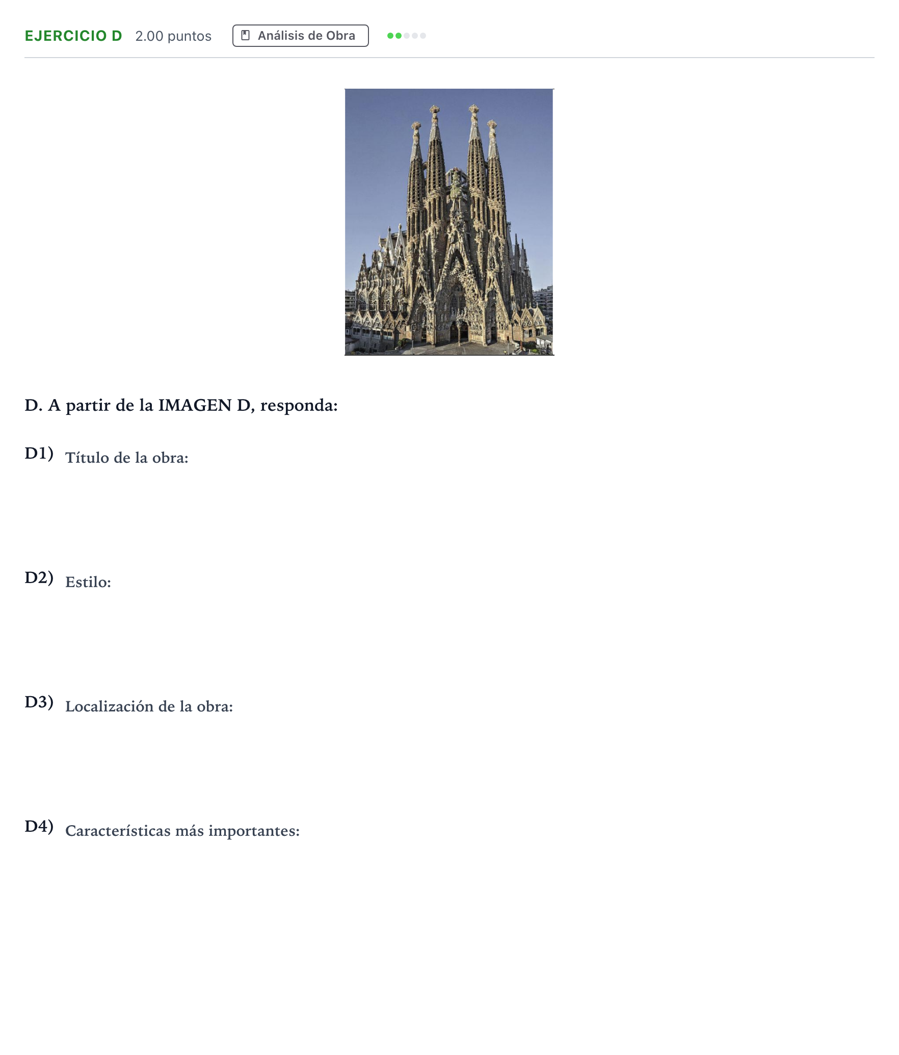 Enunciado: Ejercicio D · Historia del Arte PAU Andalucía Ordinaria Suplente 2022
