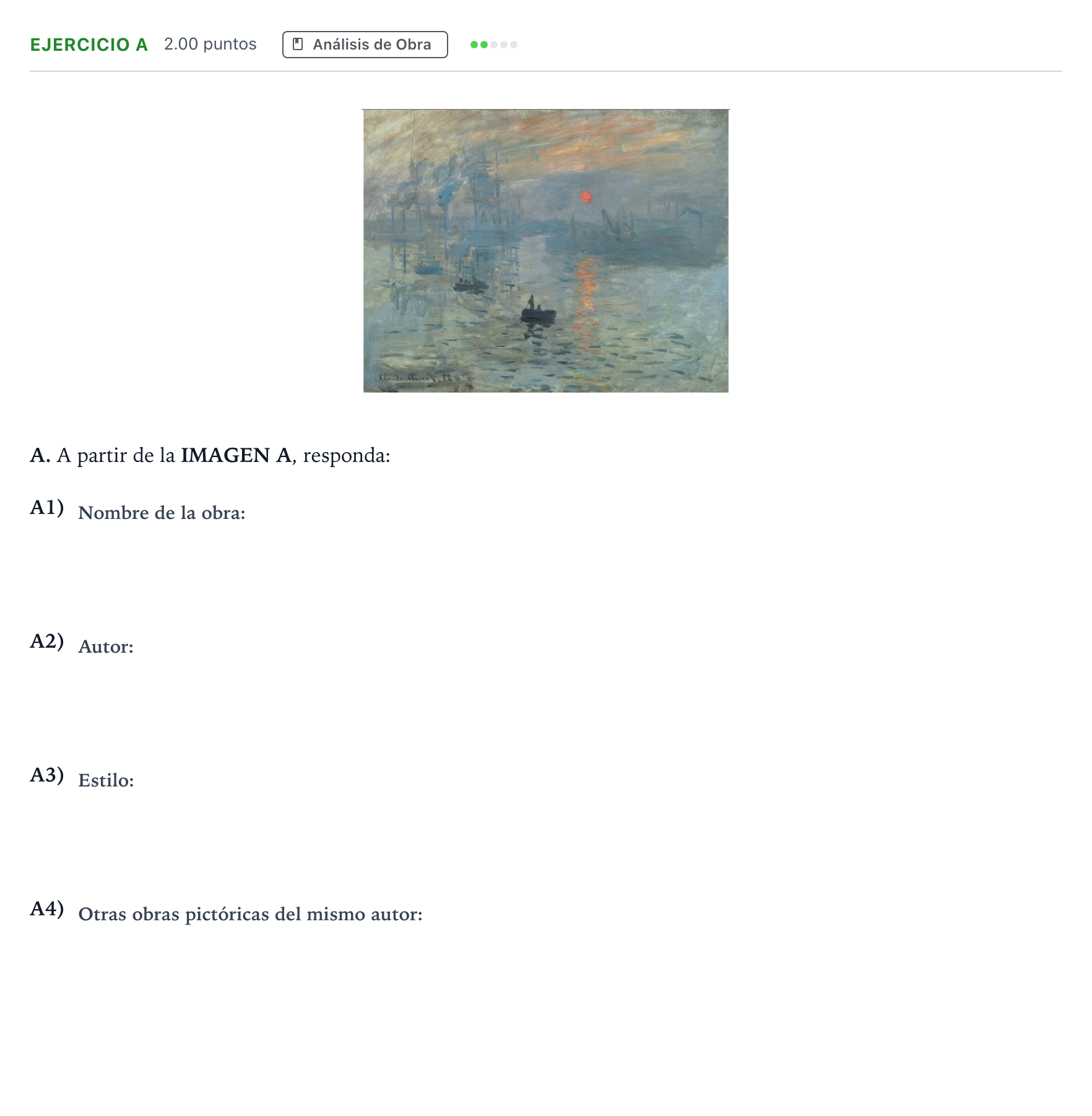 Enunciado: Ejercicio A · Historia del Arte PAU Andalucía Ordinaria Titular 2022