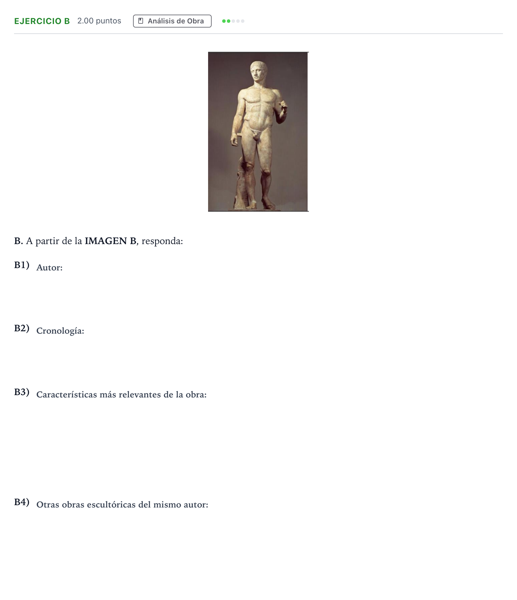 Enunciado: Ejercicio B · Historia del Arte PAU Andalucía Ordinaria Titular 2022