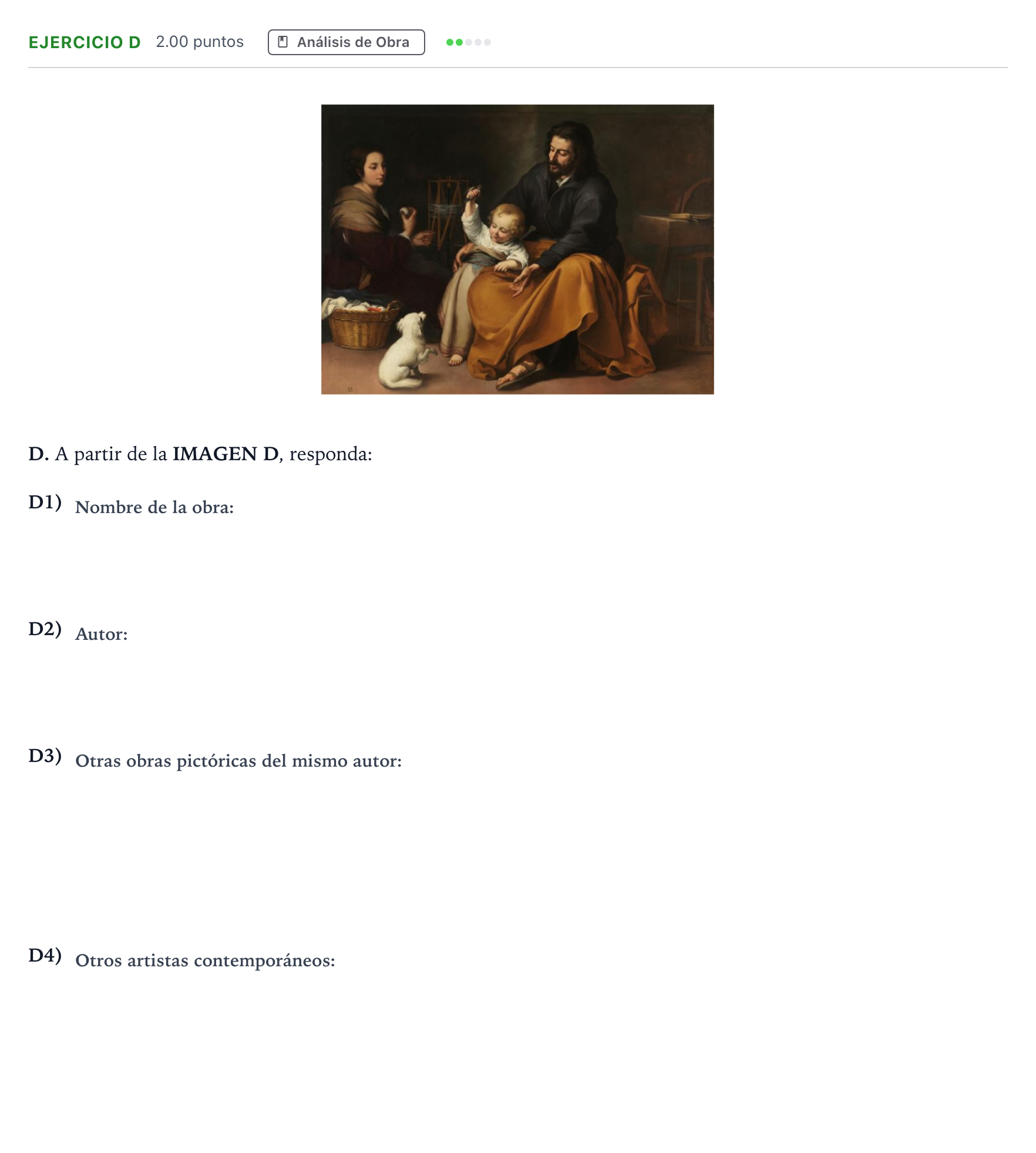 Enunciado: Ejercicio D · Historia del Arte PAU Andalucía Ordinaria Titular 2022