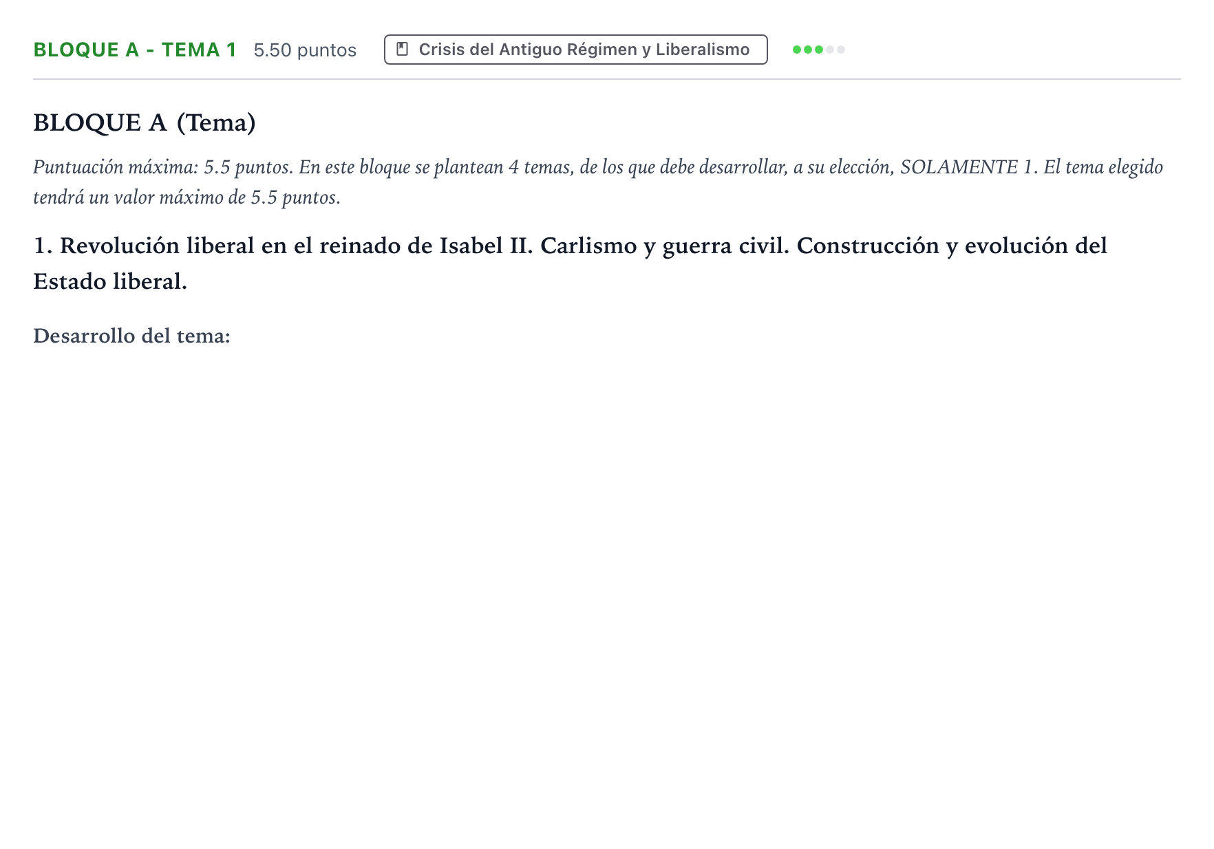 Enunciado: Bloque A - Tema 1 · Historia de España PAU Andalucía Extraordinaria Reserva 2022