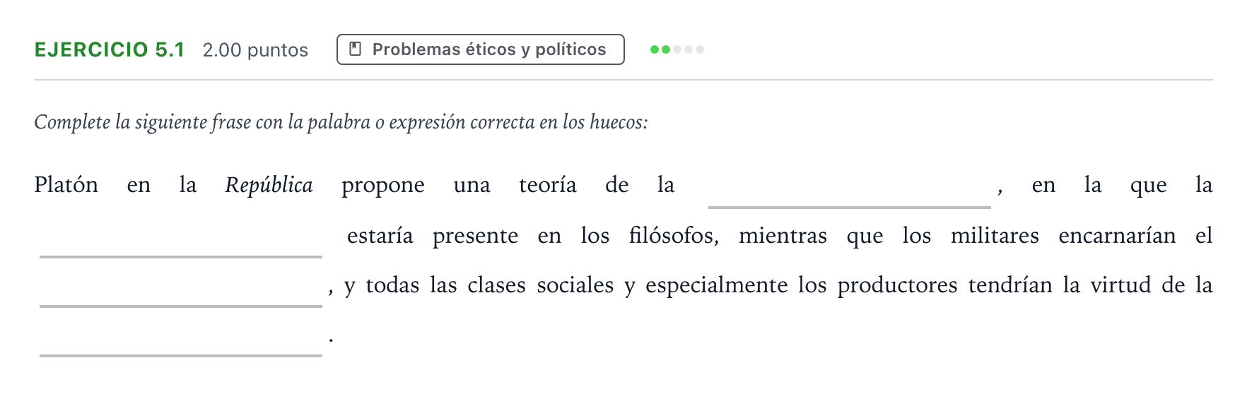 Enunciado: Ejercicio 5.1 · Historia de la Filosofía PAU Andalucía Extraordinaria Suplente 2022