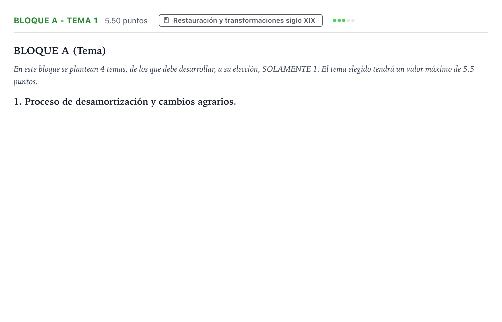 Enunciado: Bloque A - Tema 1 · Historia de España PAU Andalucía Ordinaria Suplente 2022