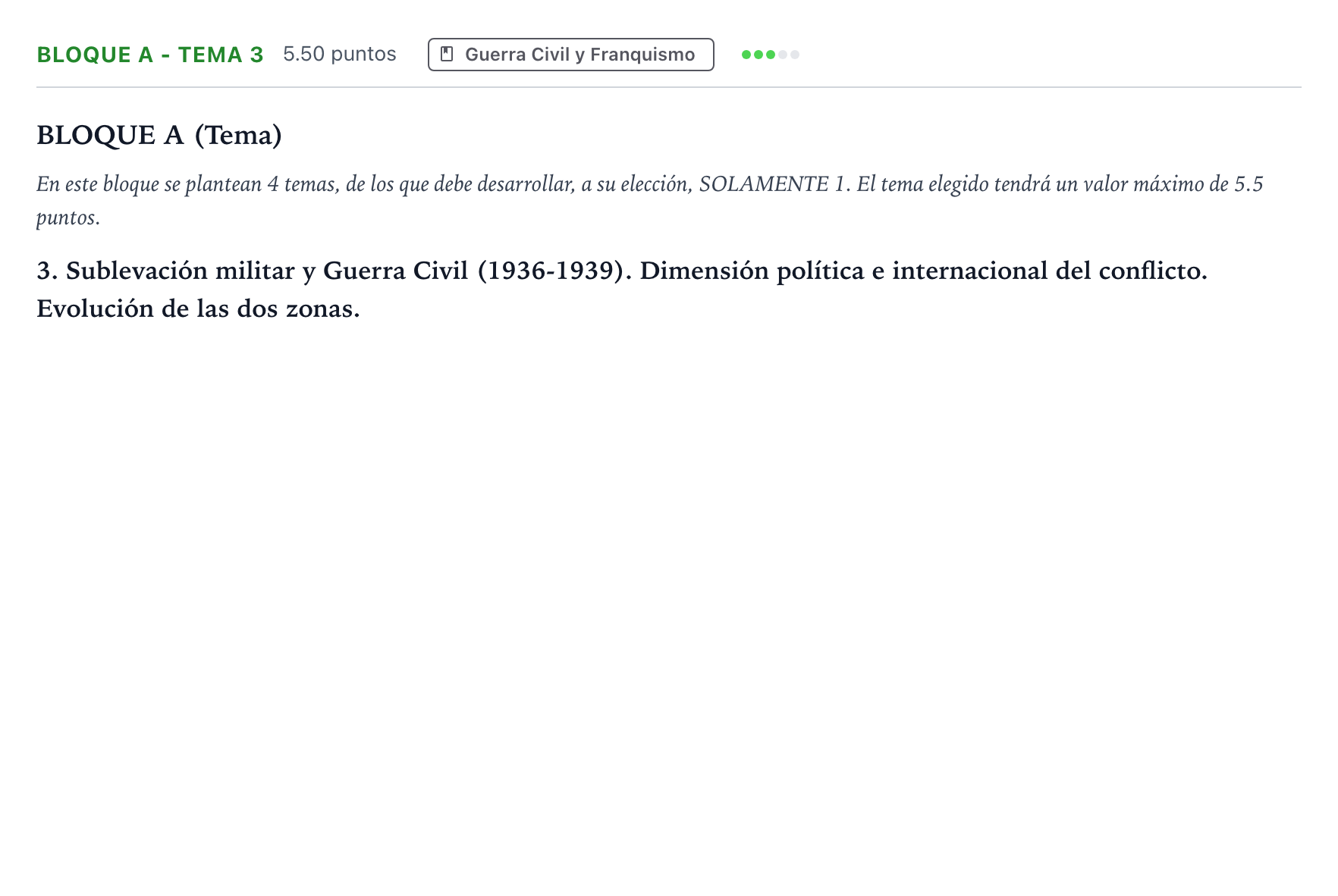 Enunciado: Bloque A - Tema 3 · Historia de España PAU Andalucía Ordinaria Suplente 2022