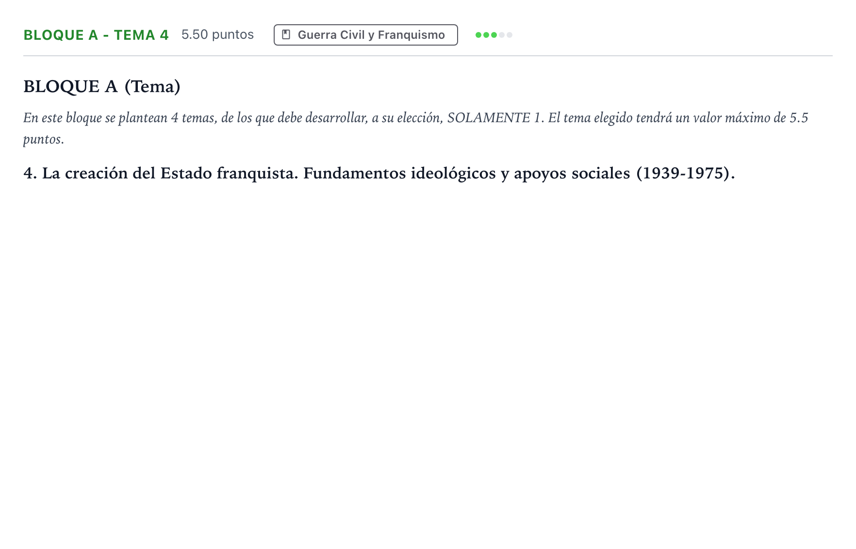 Enunciado: Bloque A - Tema 4 · Historia de España PAU Andalucía Ordinaria Suplente 2022