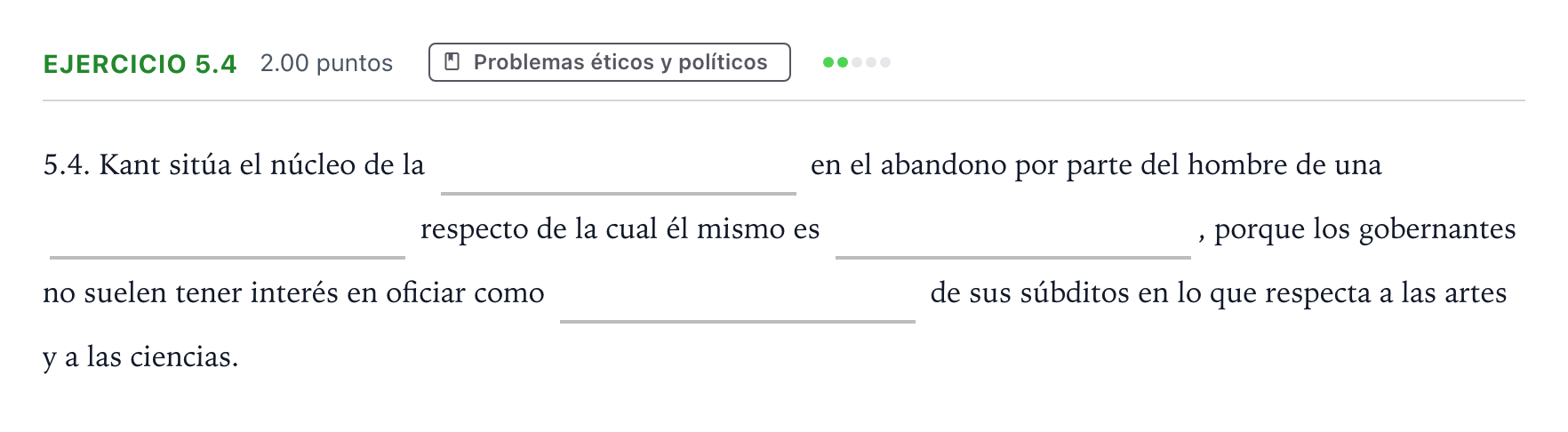 Enunciado: Ejercicio 5.4 · Historia de la Filosofía PAU Andalucía Extraordinaria Titular 2022
