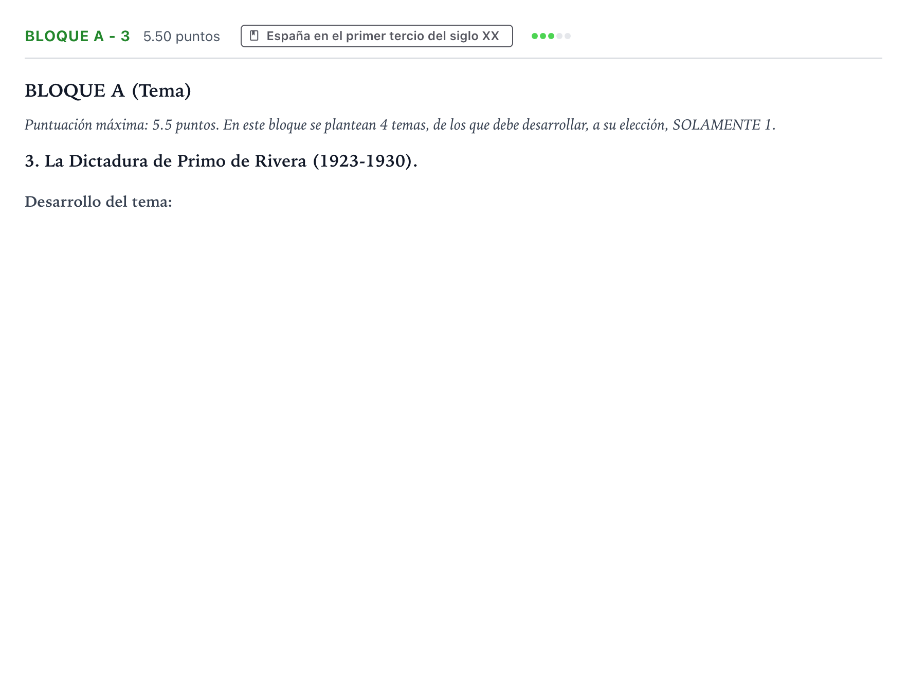 Enunciado: Bloque A - 3 · Historia de España PAU Andalucía Ordinaria Titular 2022