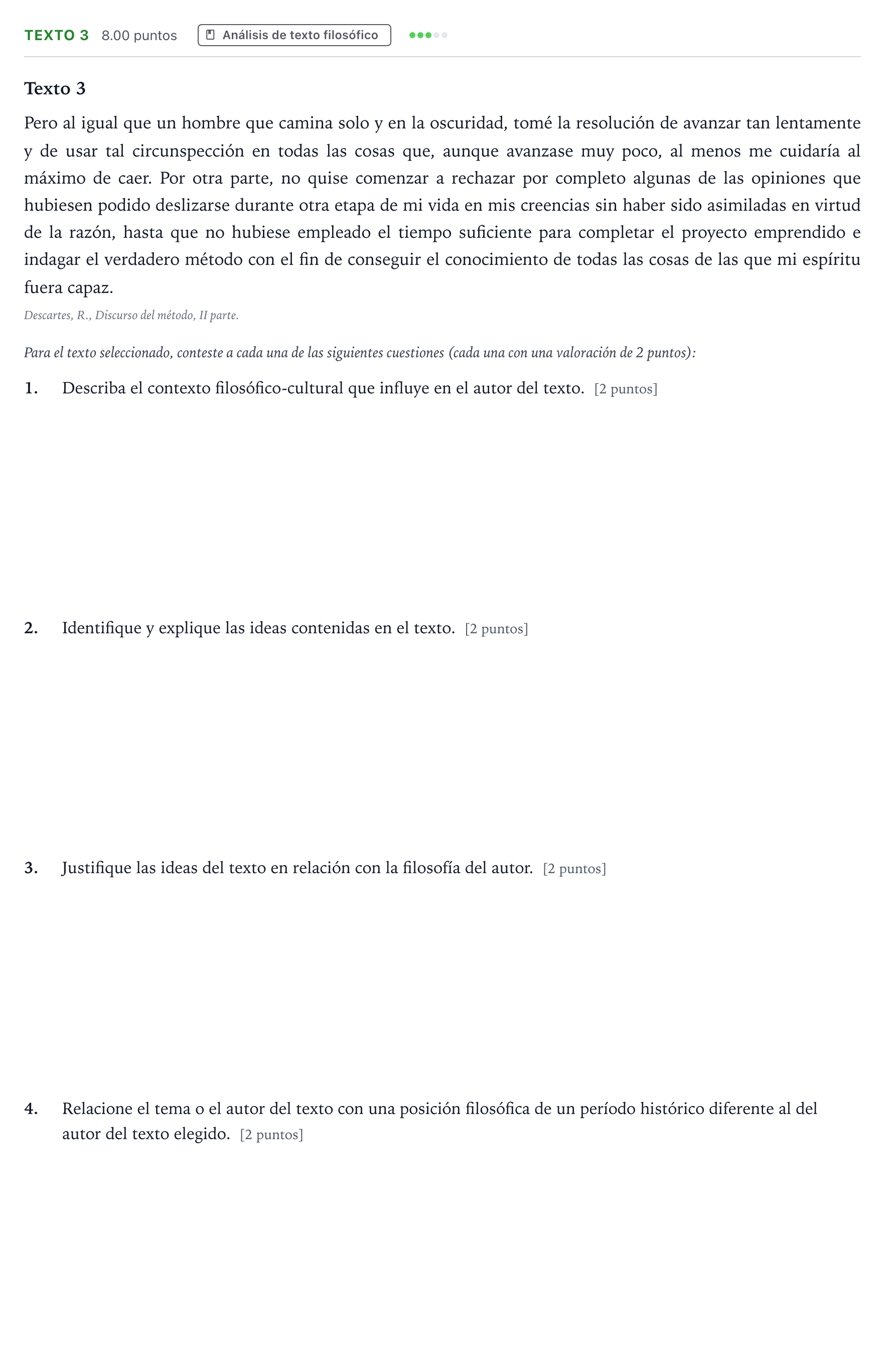 Enunciado: Ejercicio Texto 3 · Historia de la Filosofía PAU Andalucía Ordinaria Reserva 2022