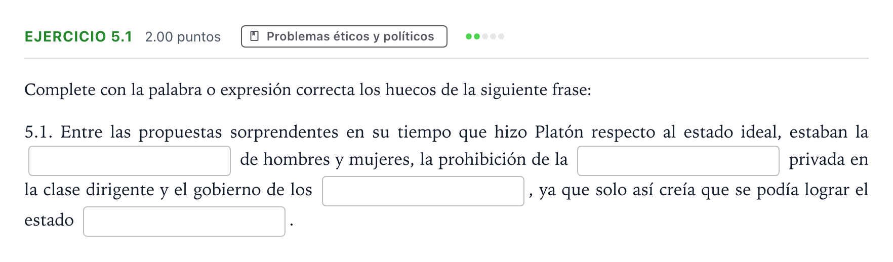 Enunciado: Ejercicio 5.1 · Historia de la Filosofía PAU Andalucía Ordinaria Suplente 2022